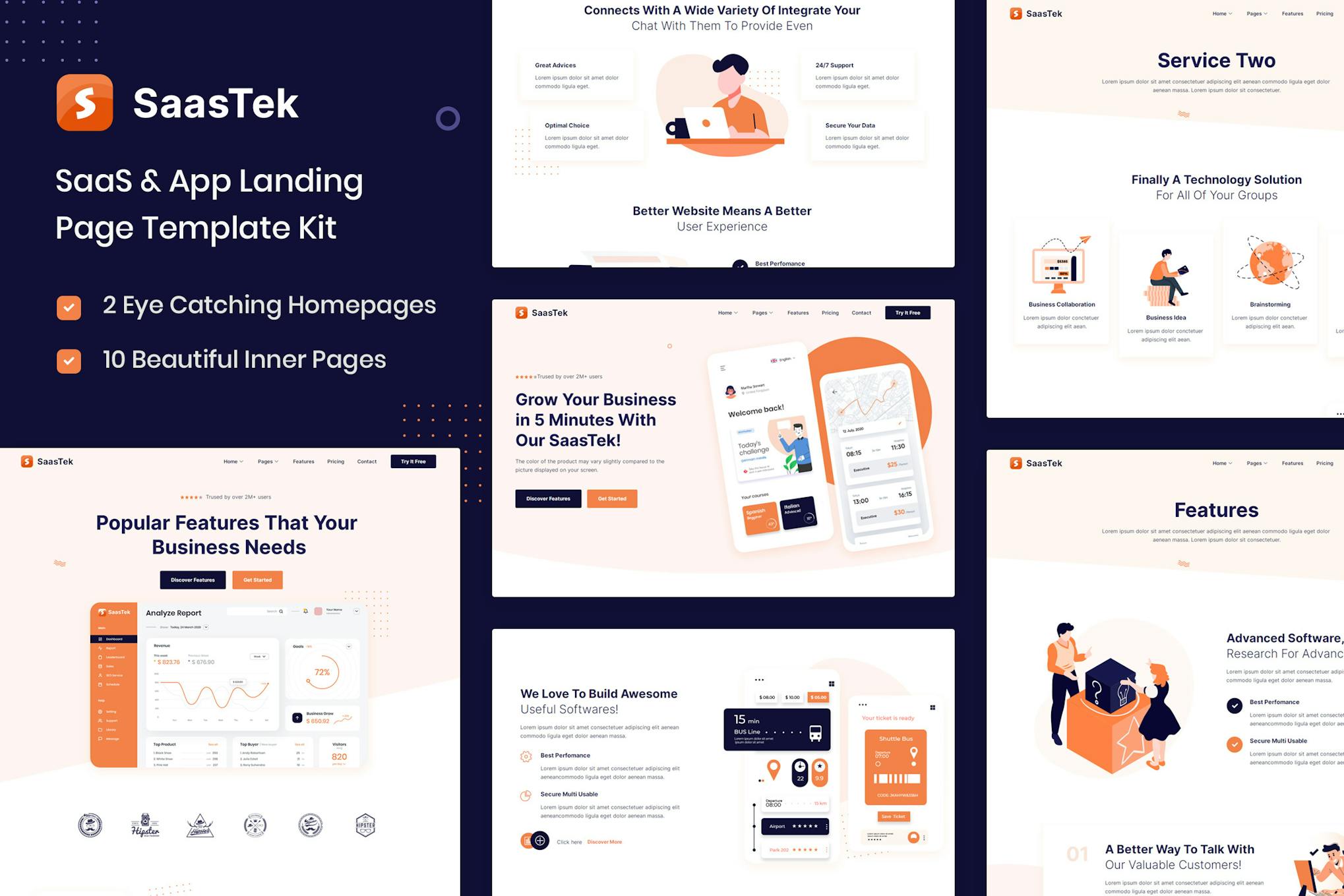 SaasTek - SaaS & Technology Elementor Template Kit template kit cover image