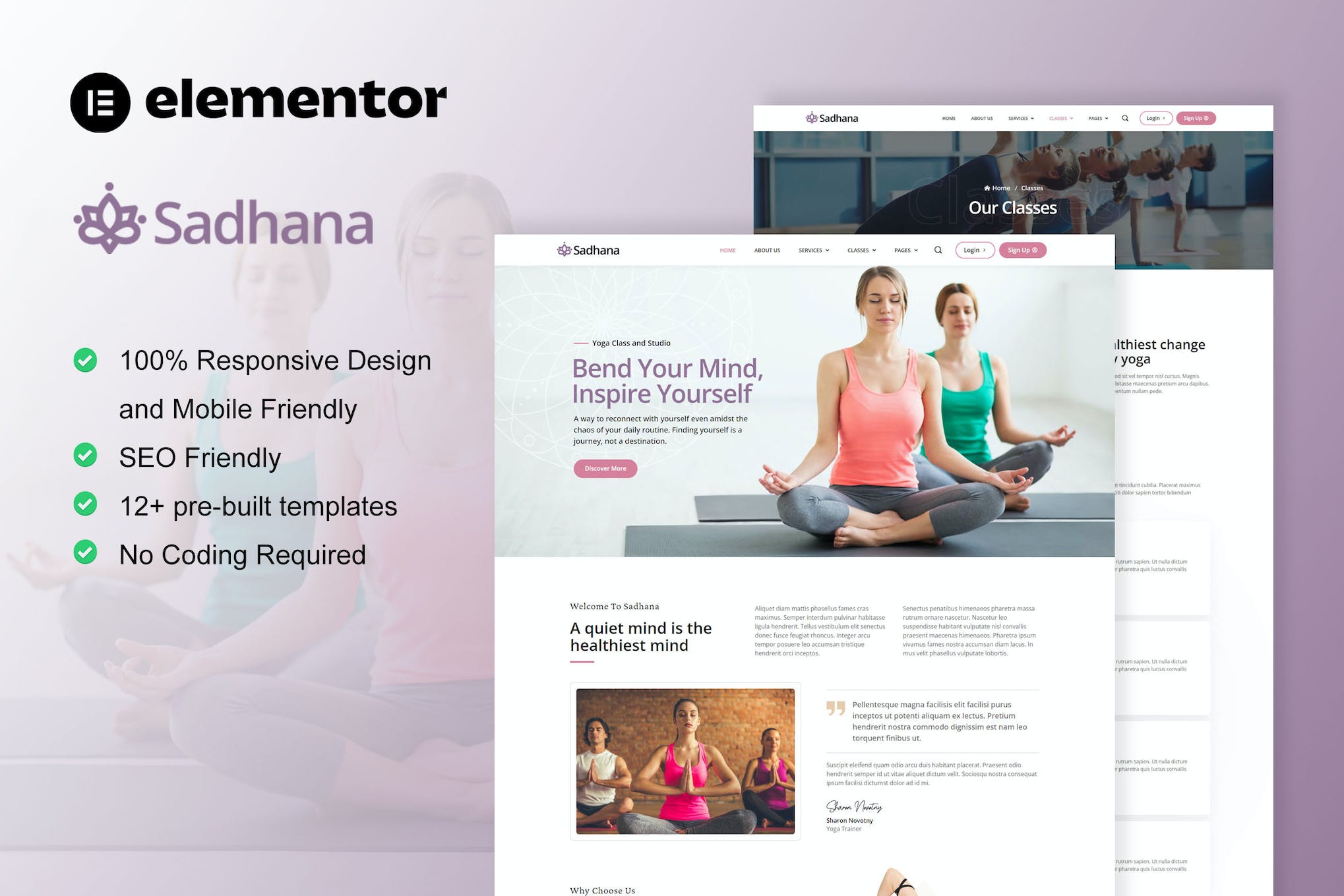 Sadhana - Yoga Teacher & Studio Elementor Template Kit template kit cover image