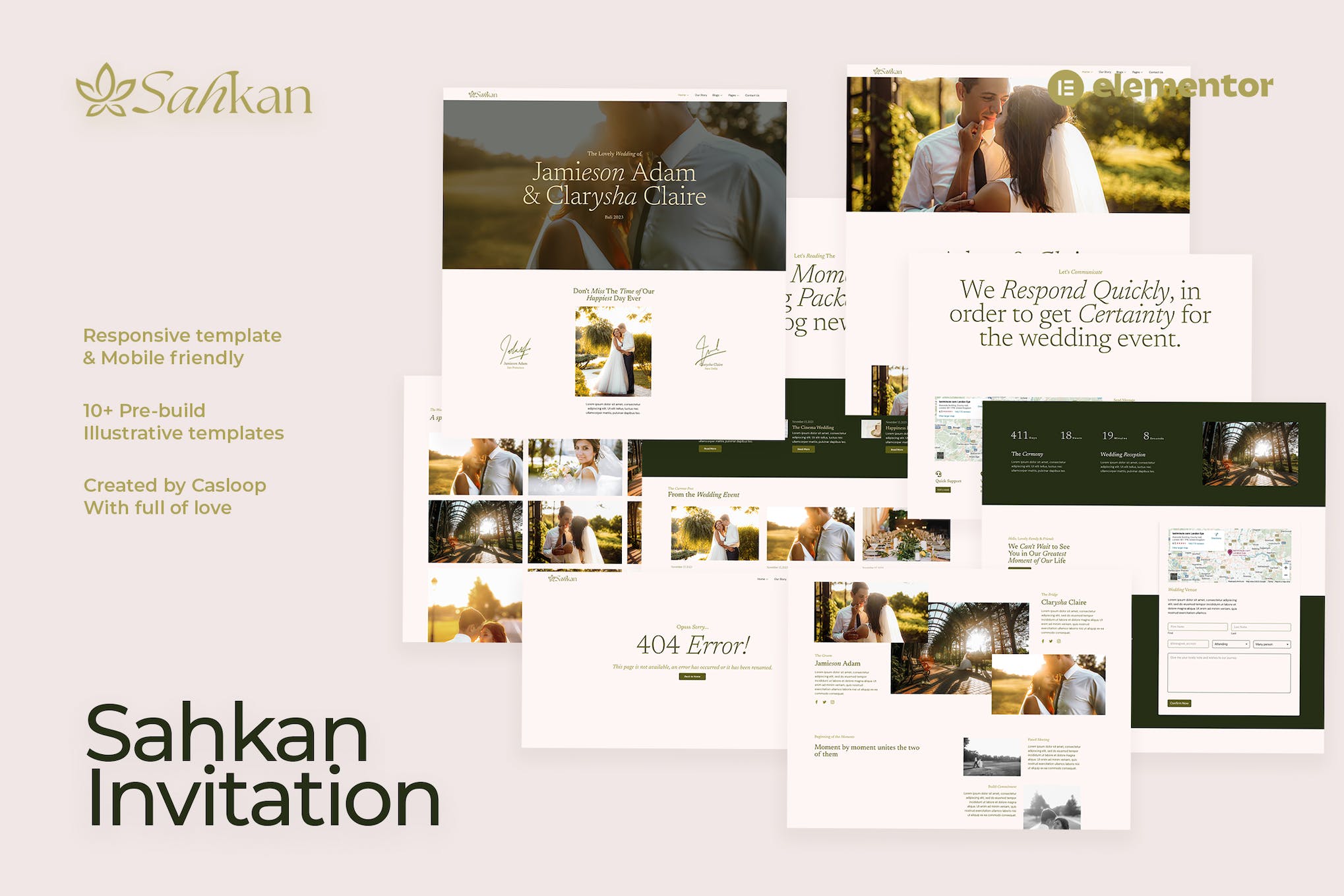 Sahkan - Wedding Invitation & Gallery Elementor Template Kit template kit cover image