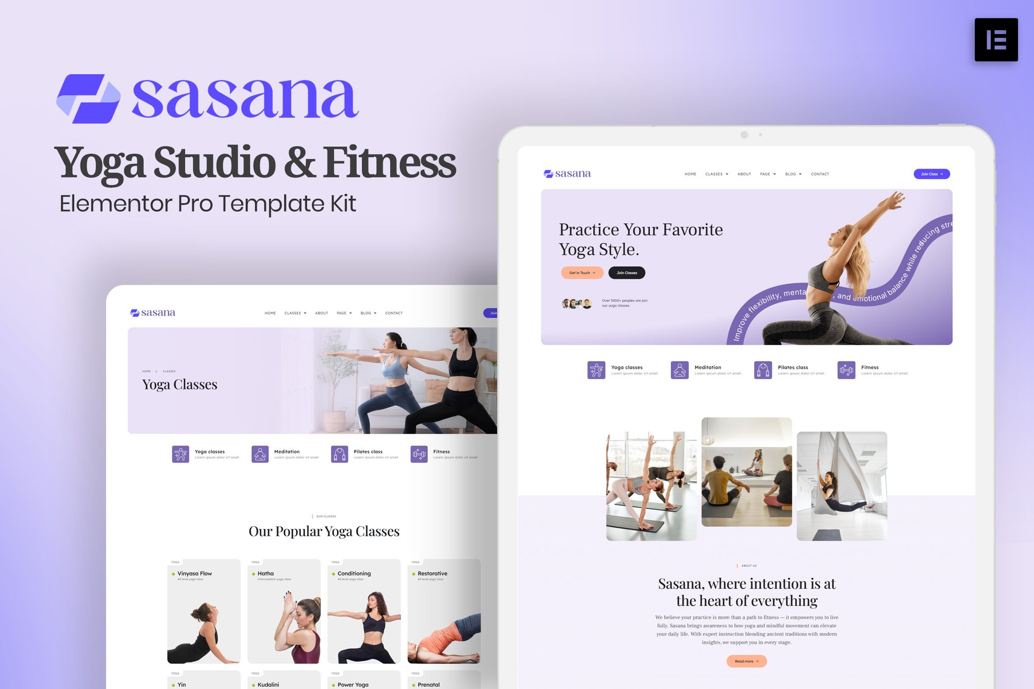 Sasana - Yoga Studio & Fitness Elementor Pro Template Kit template kit cover image