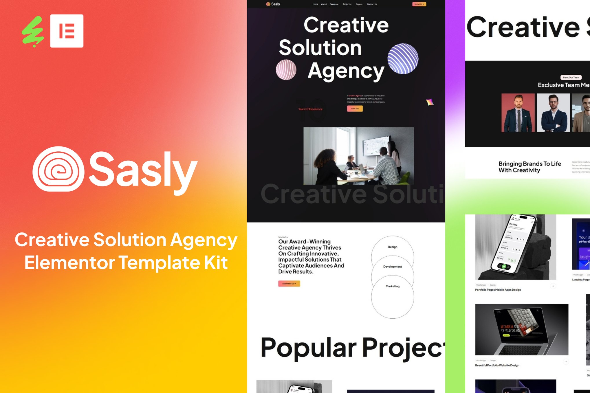 Sasly - Creative Solution Solution Elementor Template Kit template kit cover image