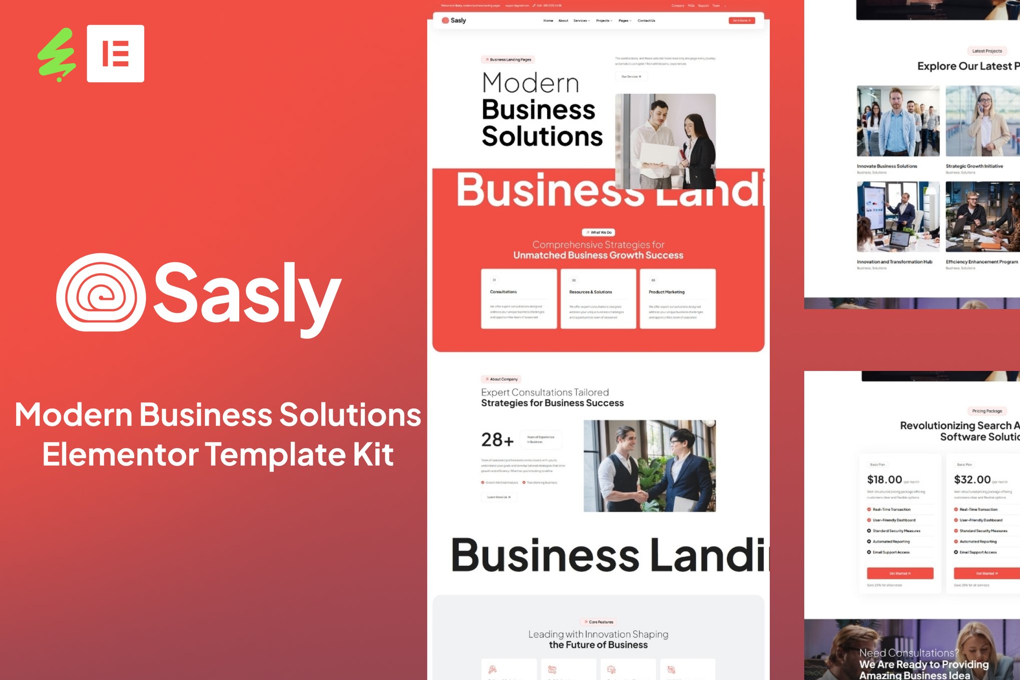 Sasly - Modern Business Solutions Elementor Template Kit template kit cover image