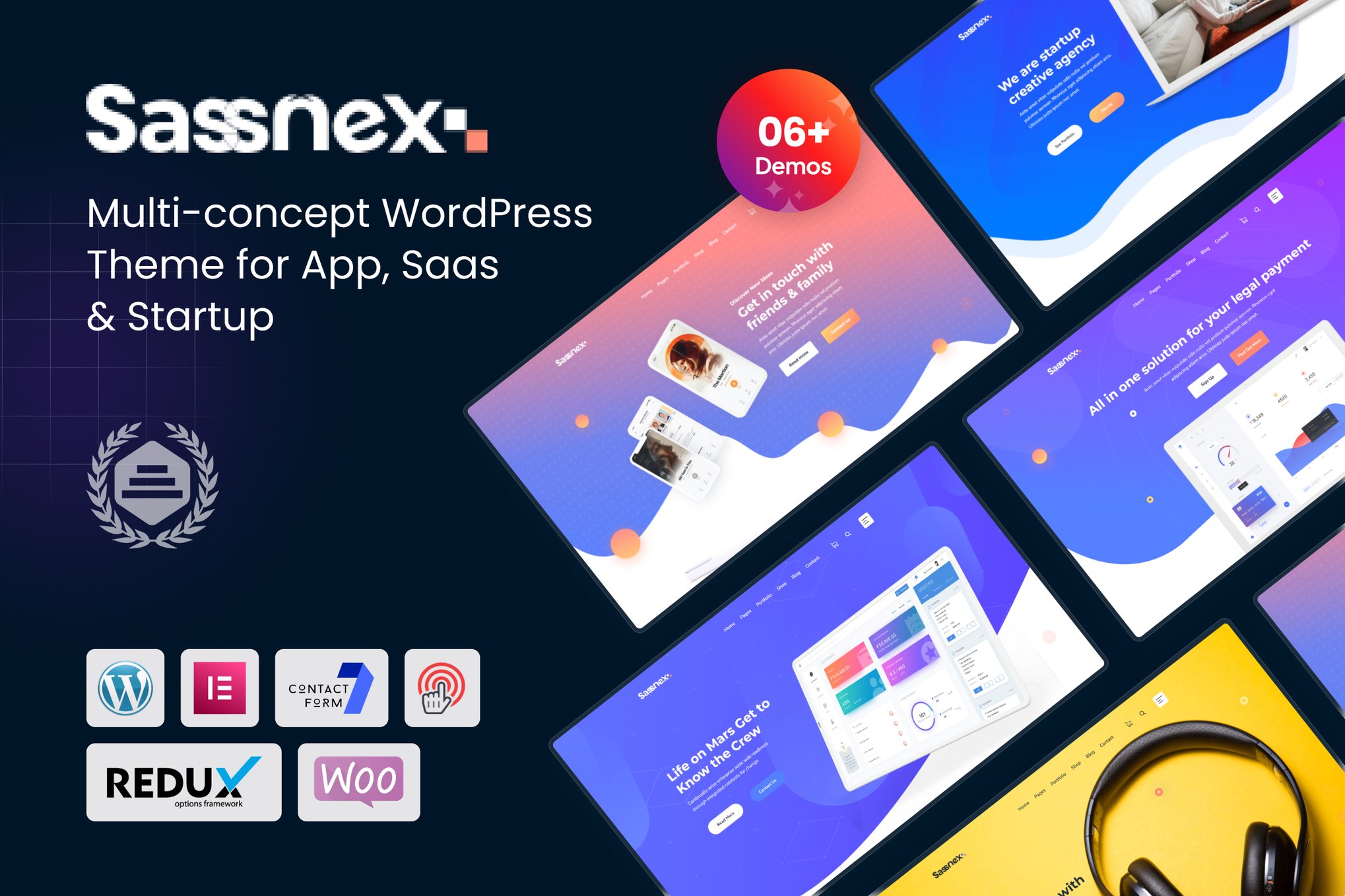 Sassnex - WordPress Theme for App, Saas & Startup theme cover image