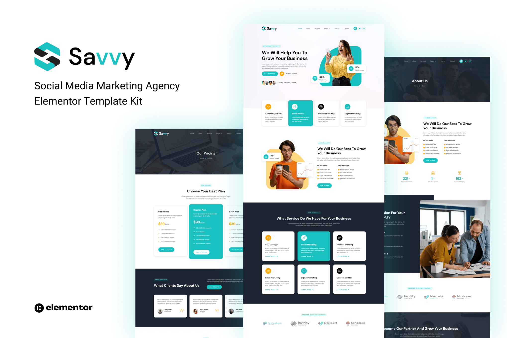Savvy – Social Media Marketing Agency Elementor Template Kit template kit cover image