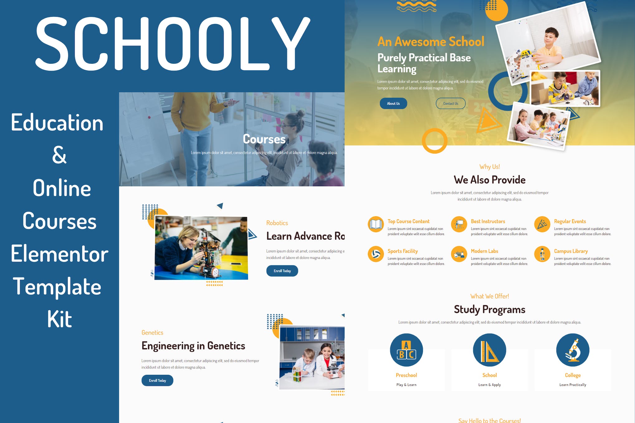 Schooly - Education & Online Courses Elementor Template Kit template kit cover image