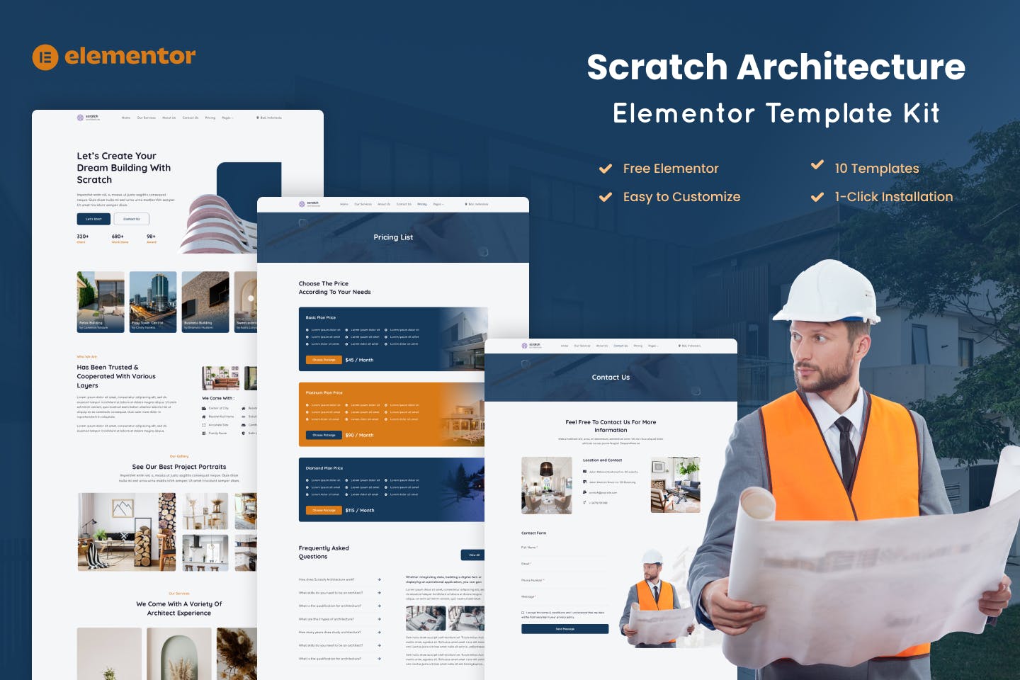 Scratch - Architecture Company Elementor Template Kit template kit cover image