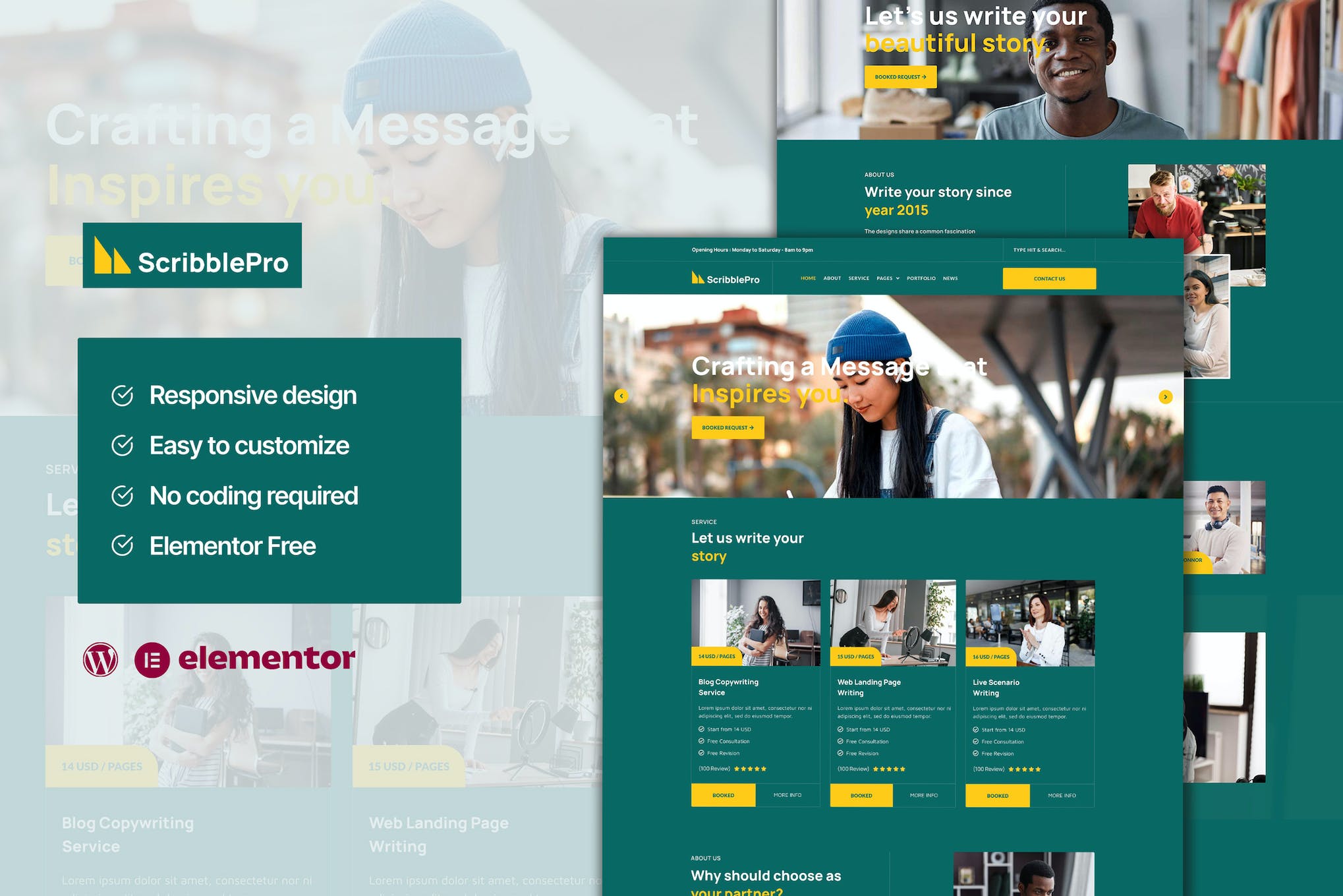 Scribble - Content Writing Service Elementor Template Kit template kit cover image