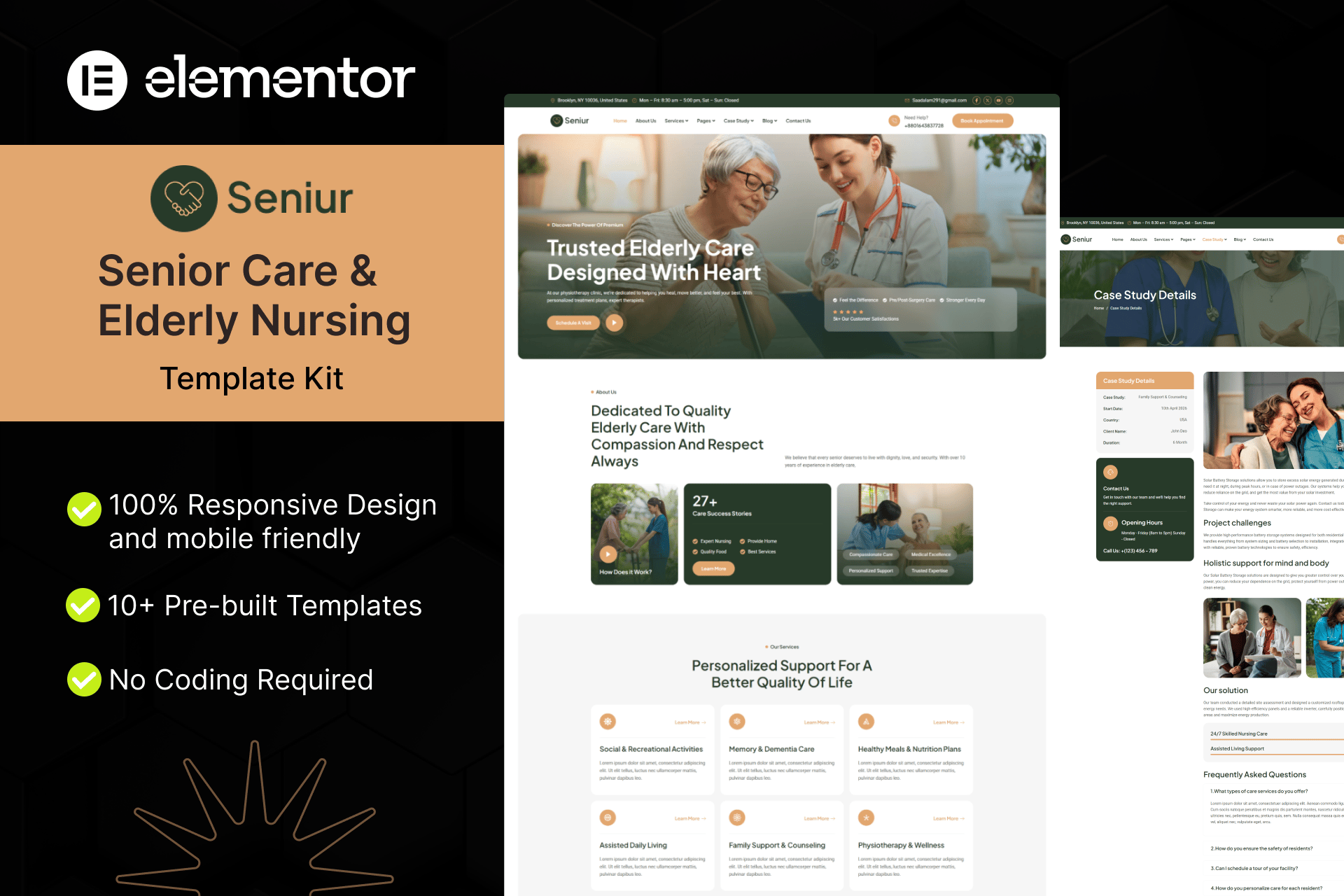 Seniur - Senior Care & Elderly Nursing Elementor Template Kit template kit cover image