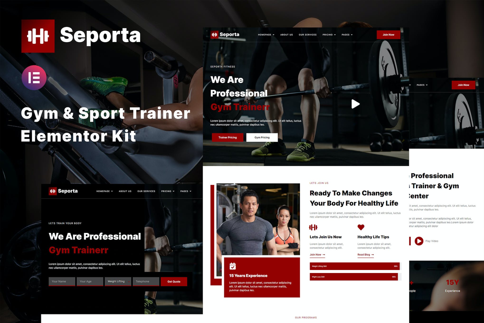 Seporta - Gym & Fitness Elementor Template Kit template kit cover image