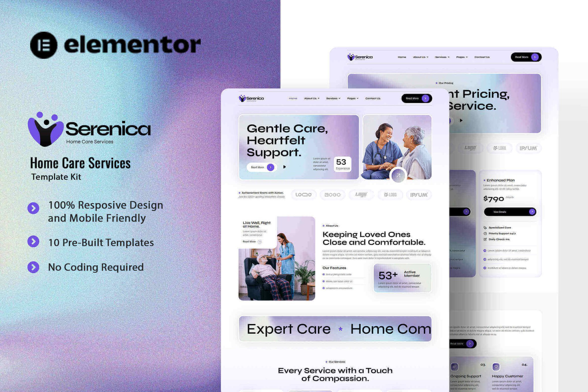 Serenica - Home Care Service Elementor Template Kit template kit cover image