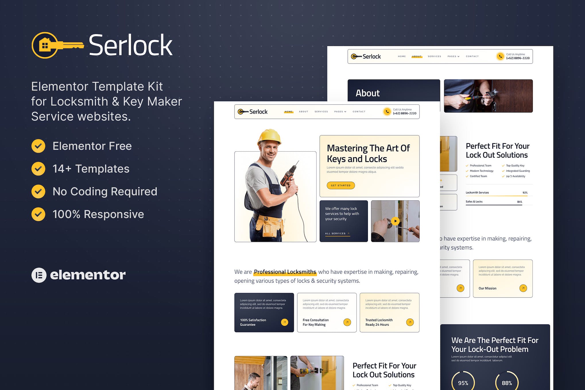 Serlock – Key Maker & Locksmith Service Elementor Template Kit template kit cover image