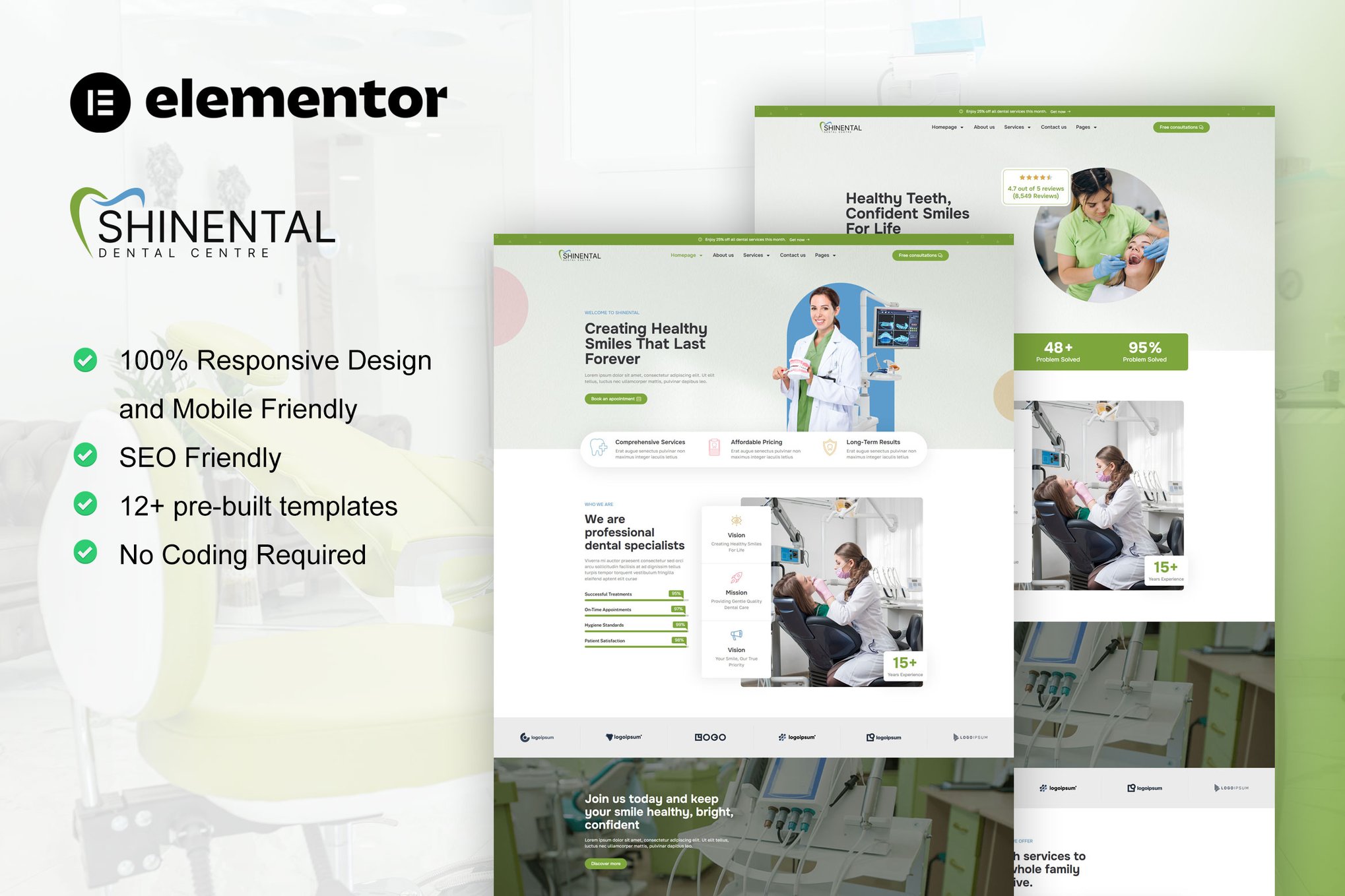 Shinental - Dentist & Medical Clinic Elementor Template Kit template kit cover image