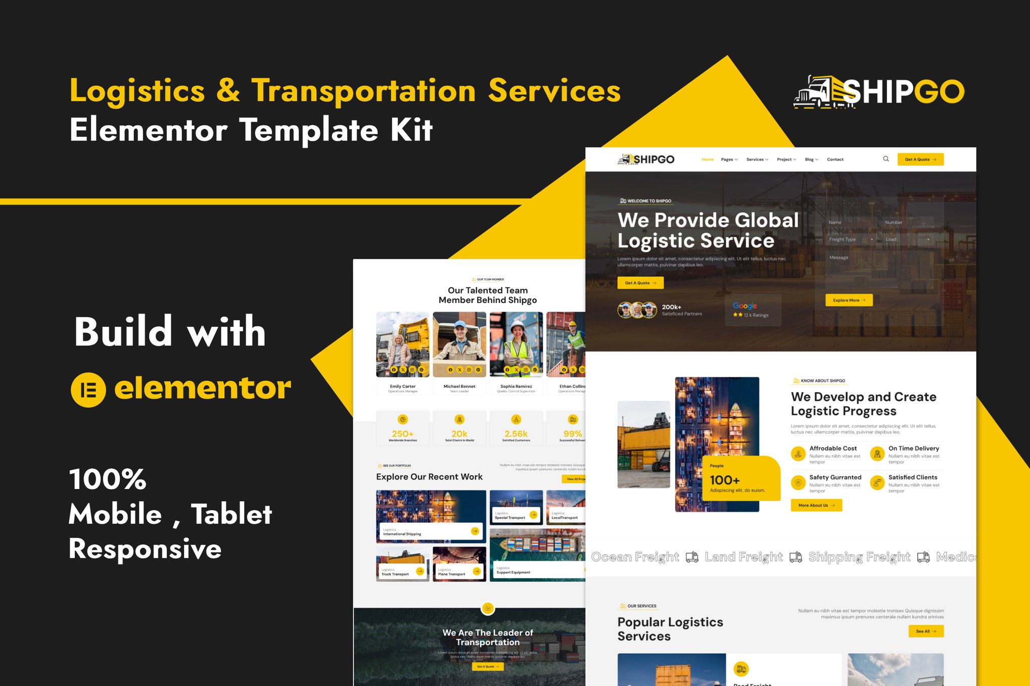 Shipgo - Cargo & Logistic Elementor Template Kit template kit cover image