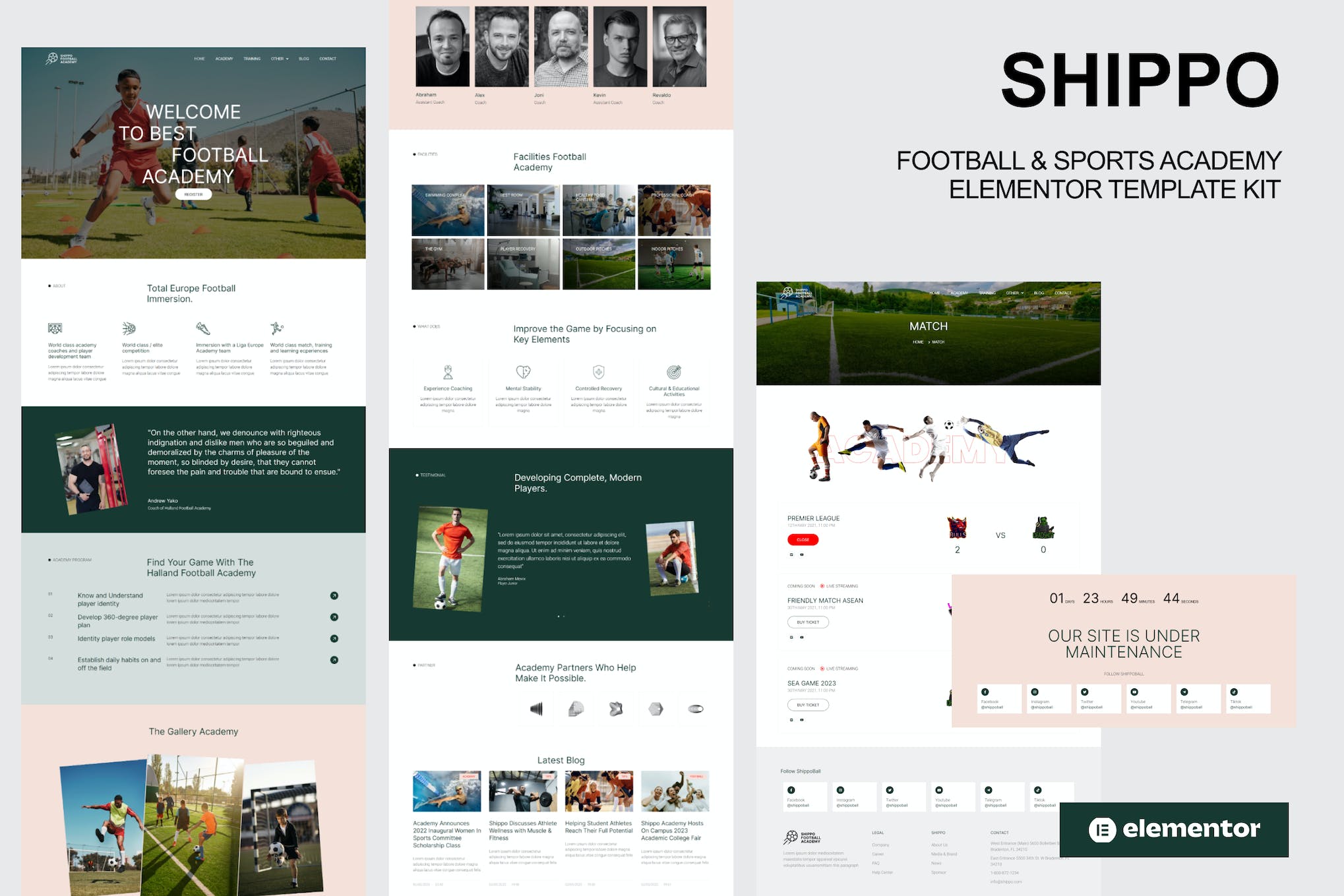Shippo - Football & Sports Academy Elementor Template Kit template kit cover image