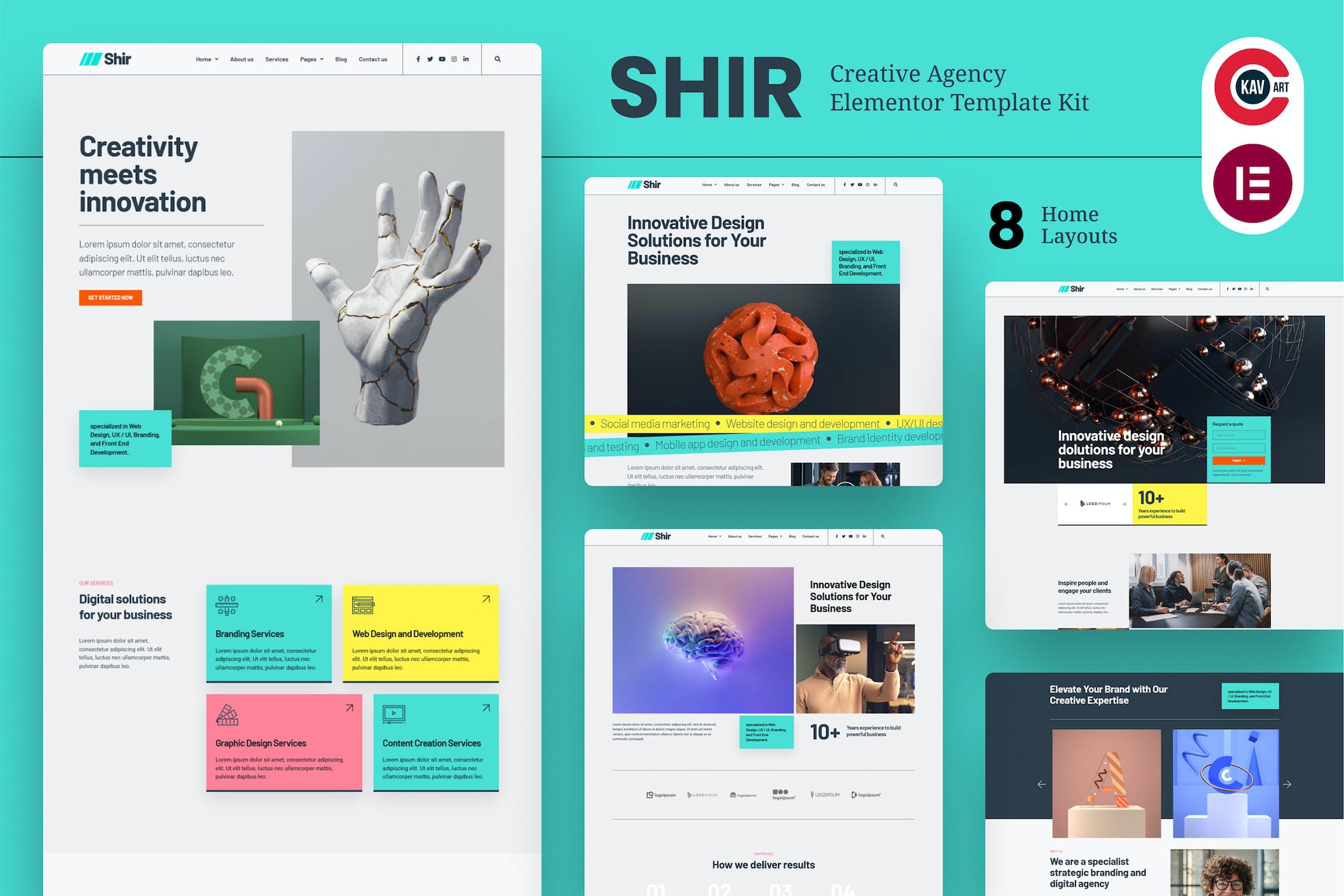 Shir - Creative Agency & Portfolio Elementor Template Kit template kit cover image