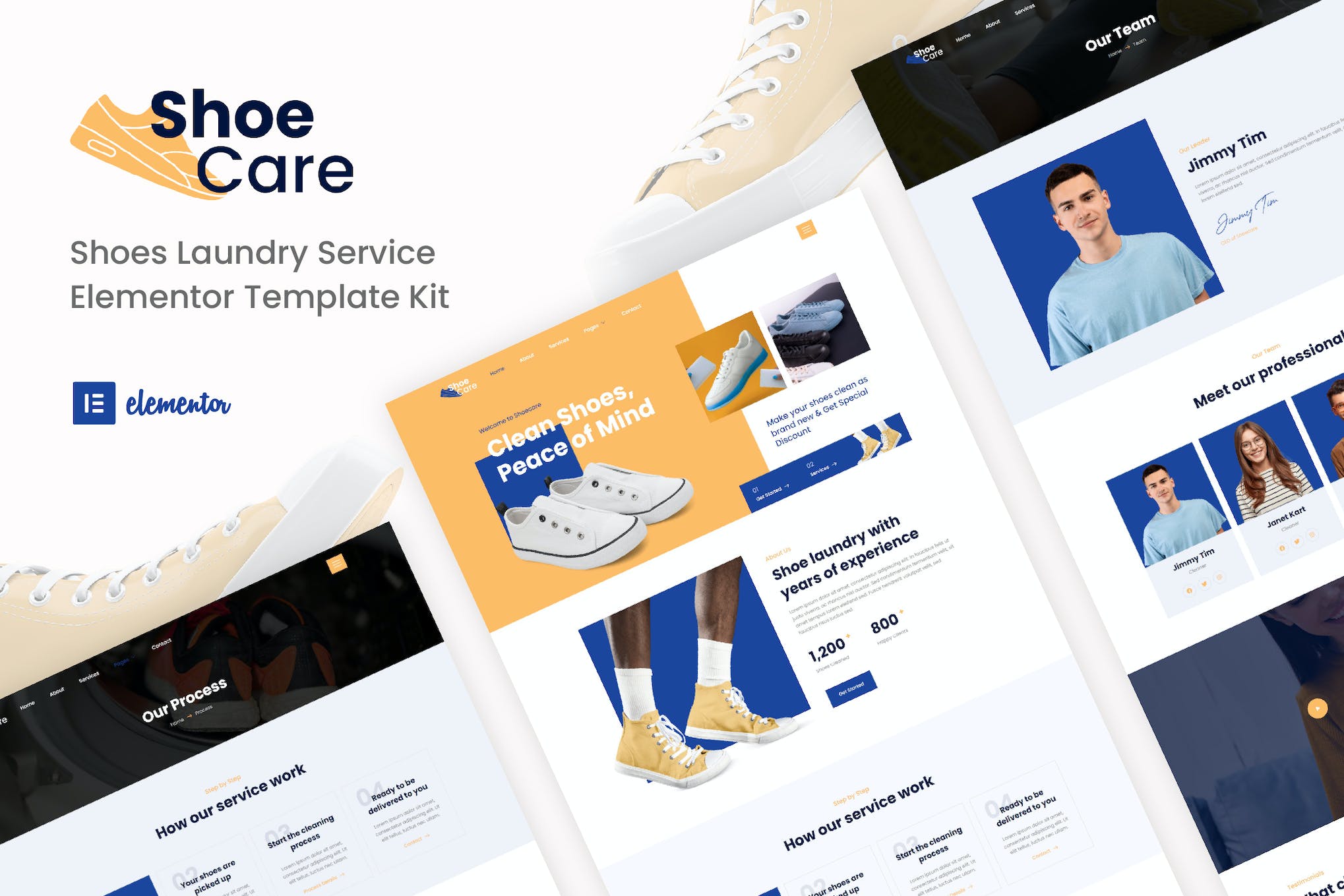 Shoecare - Shoe Laundry Service Elementor Template Kit template kit cover image