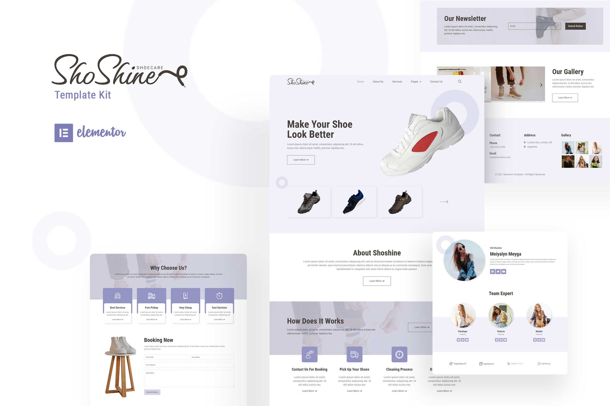 Shoshine - Cleaning Service Elementor Template Kit template kit cover image