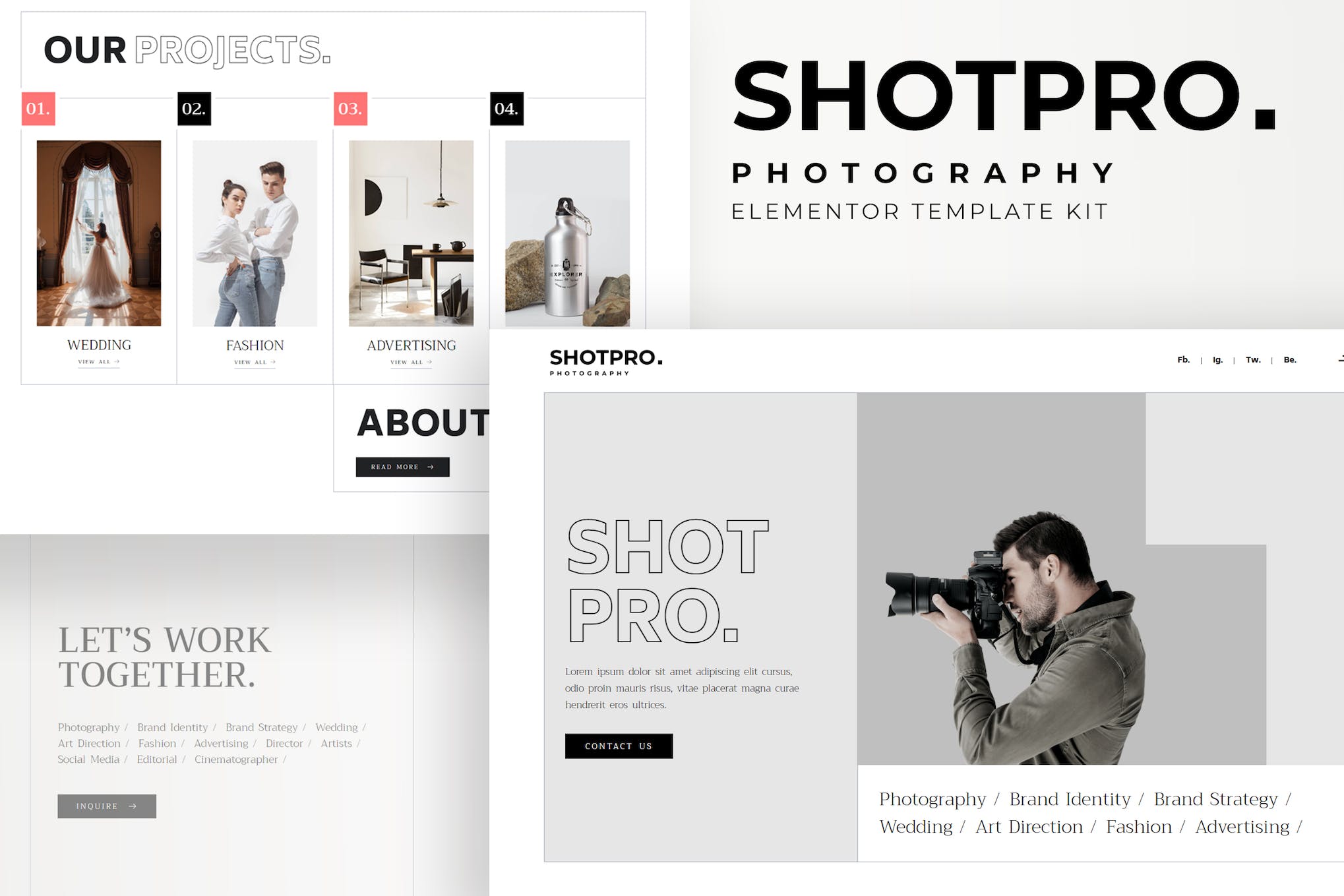 Shotpro - Photography & Portfolio Elementor Template Kit template kit cover image