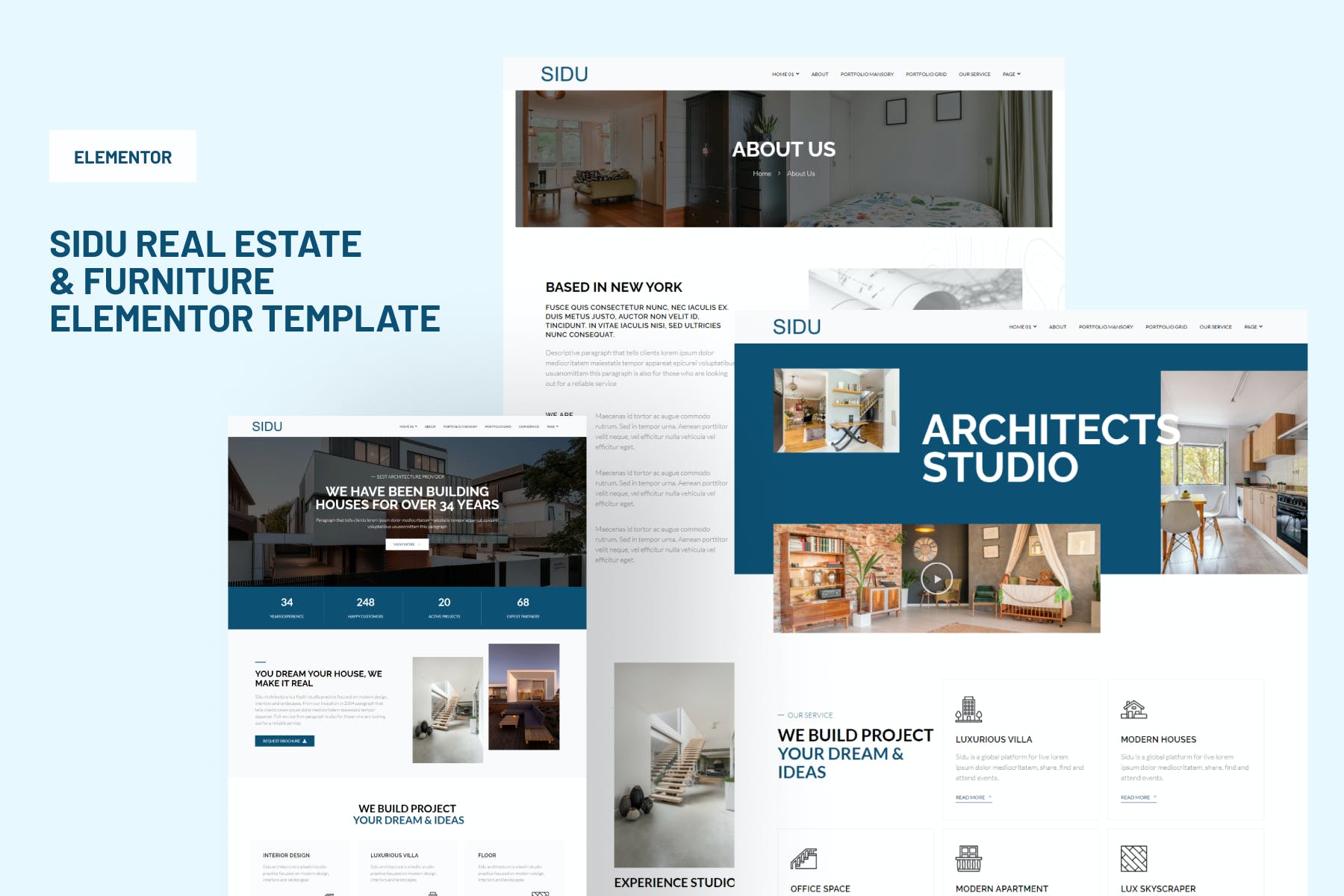 Sidu - Real Estate & Furniture Elementor Template Kit template kit cover image