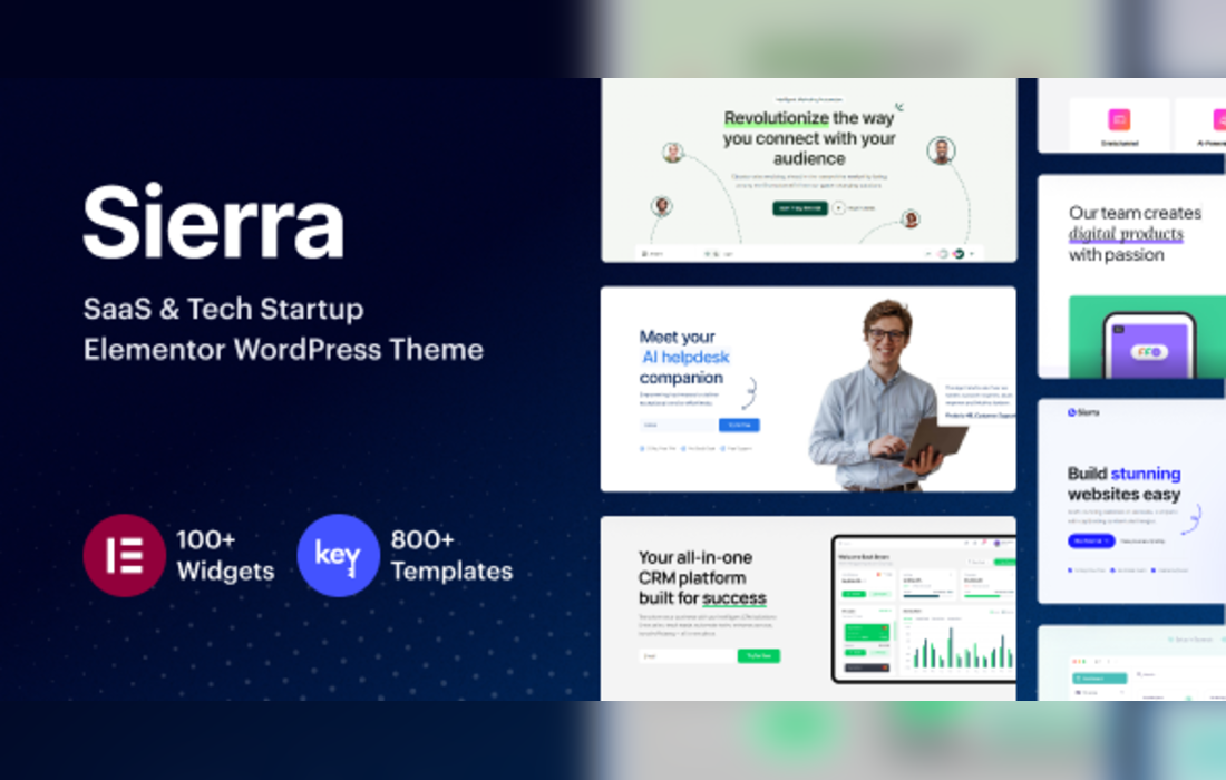 Sierra - SaaS & Tech Startup Elementor WordPress Theme theme cover image