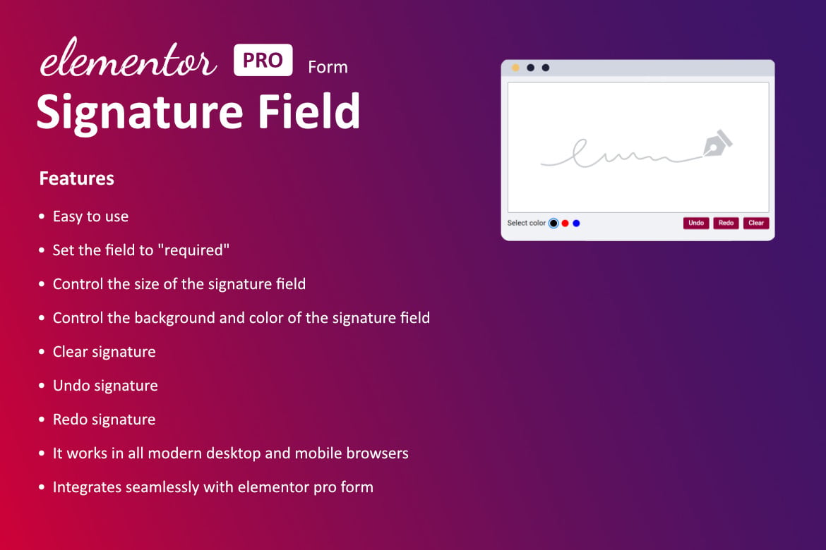 Signature Field for Elementor form plugin cover image