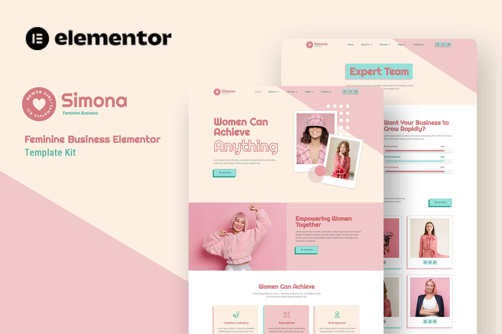 Simona - Feminine Business Elementor Template Kit template kit cover image