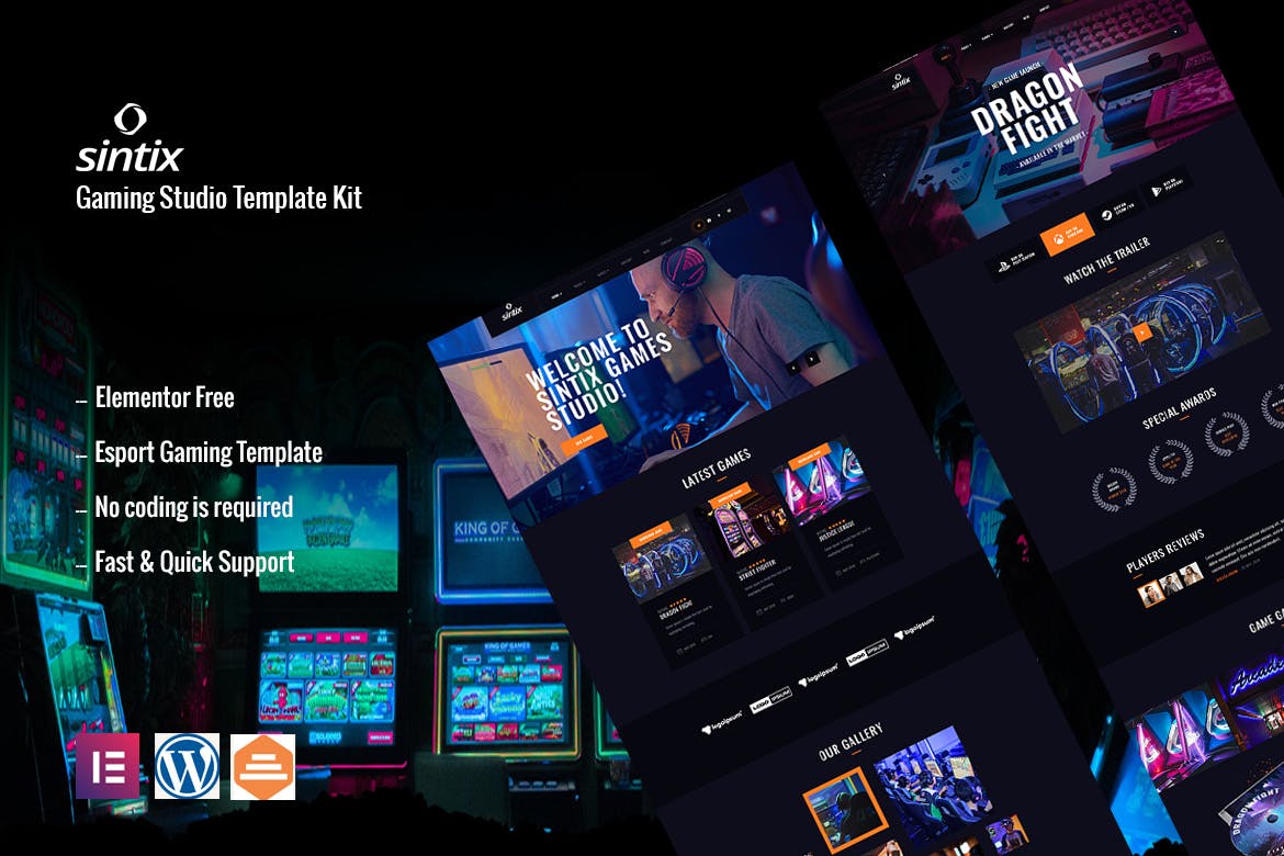 Sintix - Gaming Studio Elementor Template Kit template kit cover image