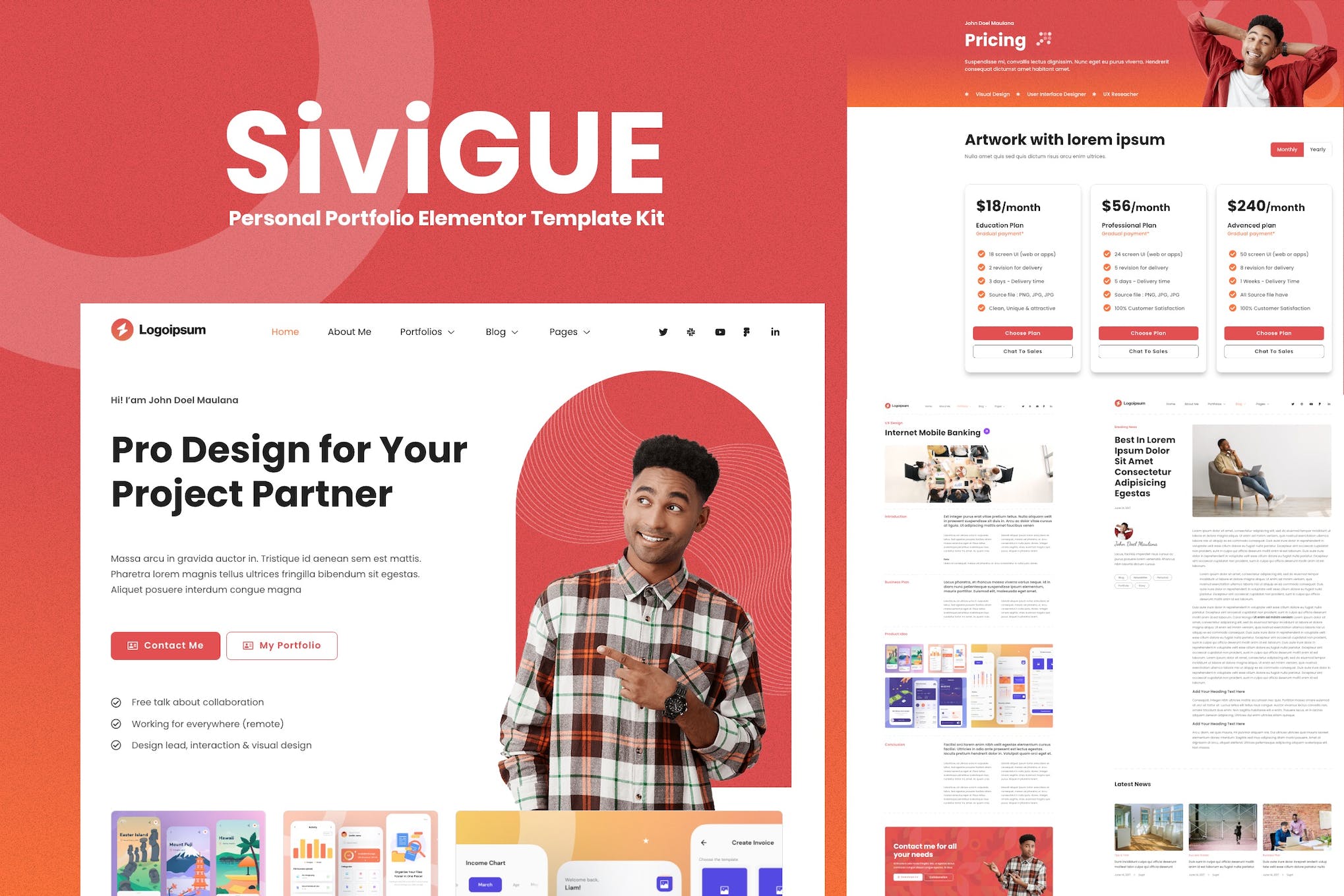 SiviGUE - Personal Portfolio Elementor Template Kit template kit cover image