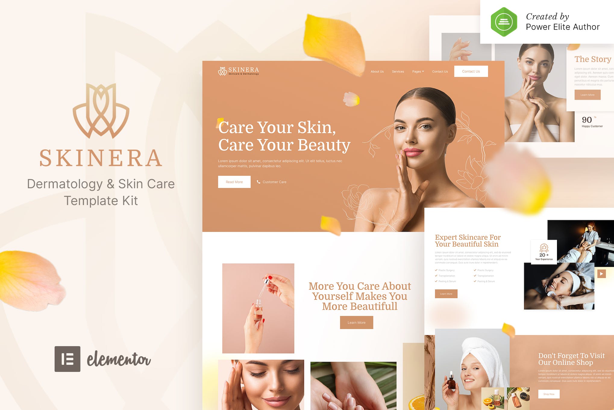 Skinera – Dermatology & Skincare Elementor Template Kit template kit cover image