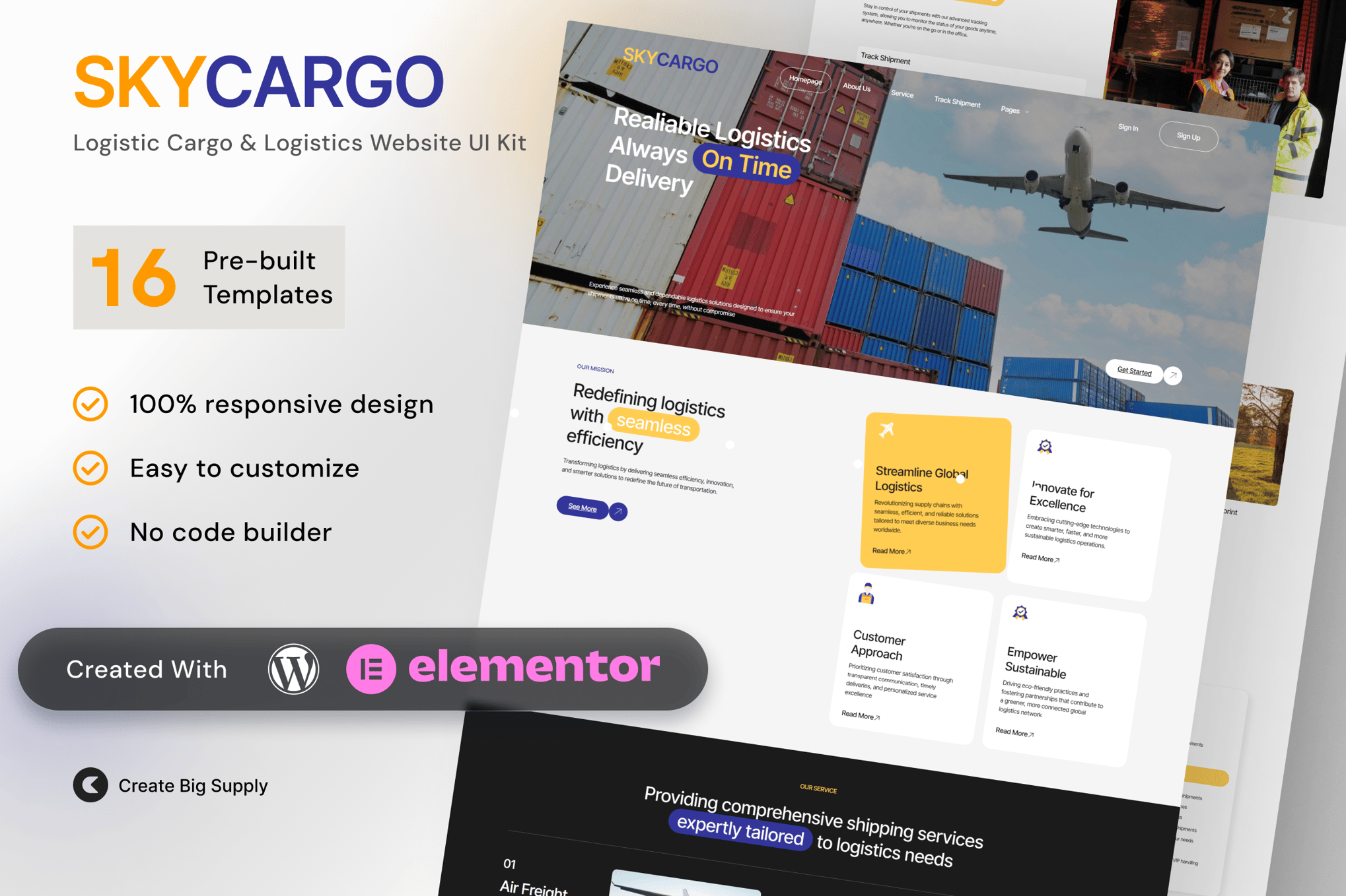 Skycargo - Logistic Cargo & Logistics Elementor Template Kit template kit cover image