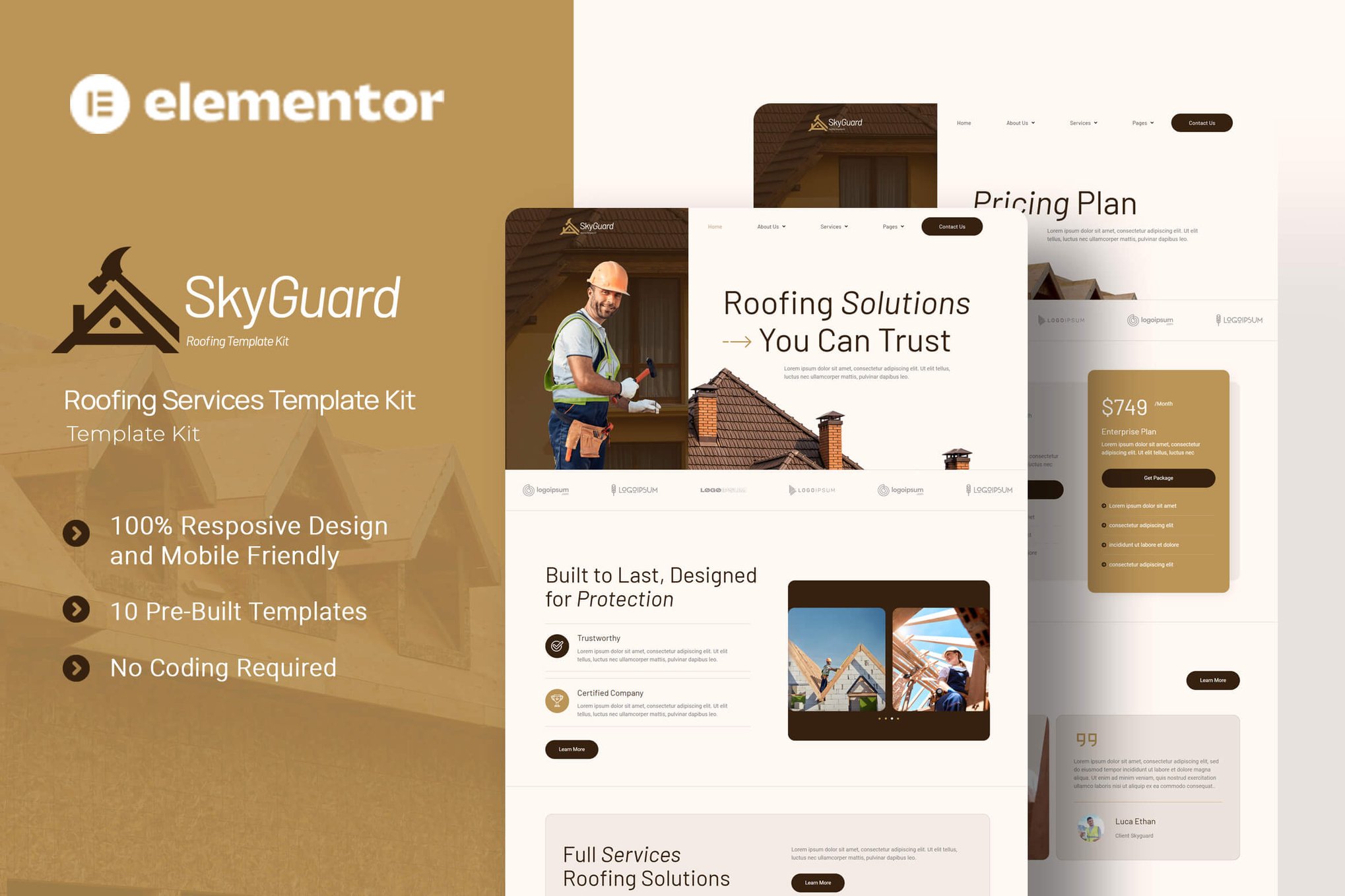 SkyGuard - Roofing Services Elementor Template Kit template kit cover image