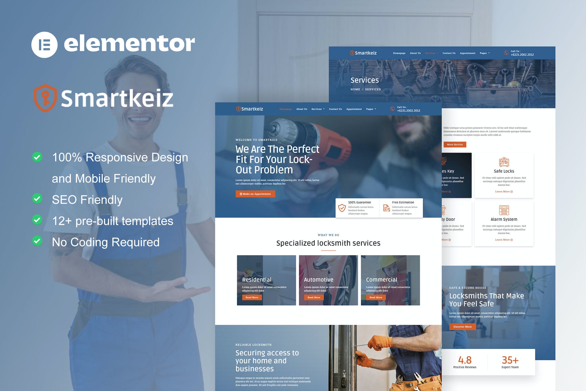 Smartkeiz - Locksmith Service Elementor Template Kit template kit cover image