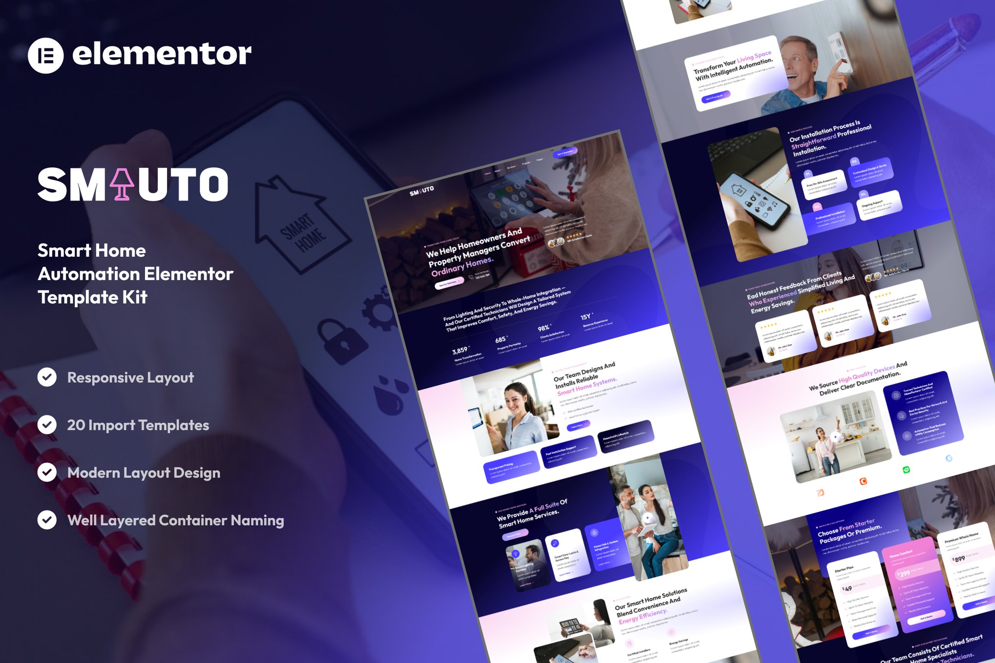 Smauto - Smart Home Automation Elementor Template Kit template kit cover image