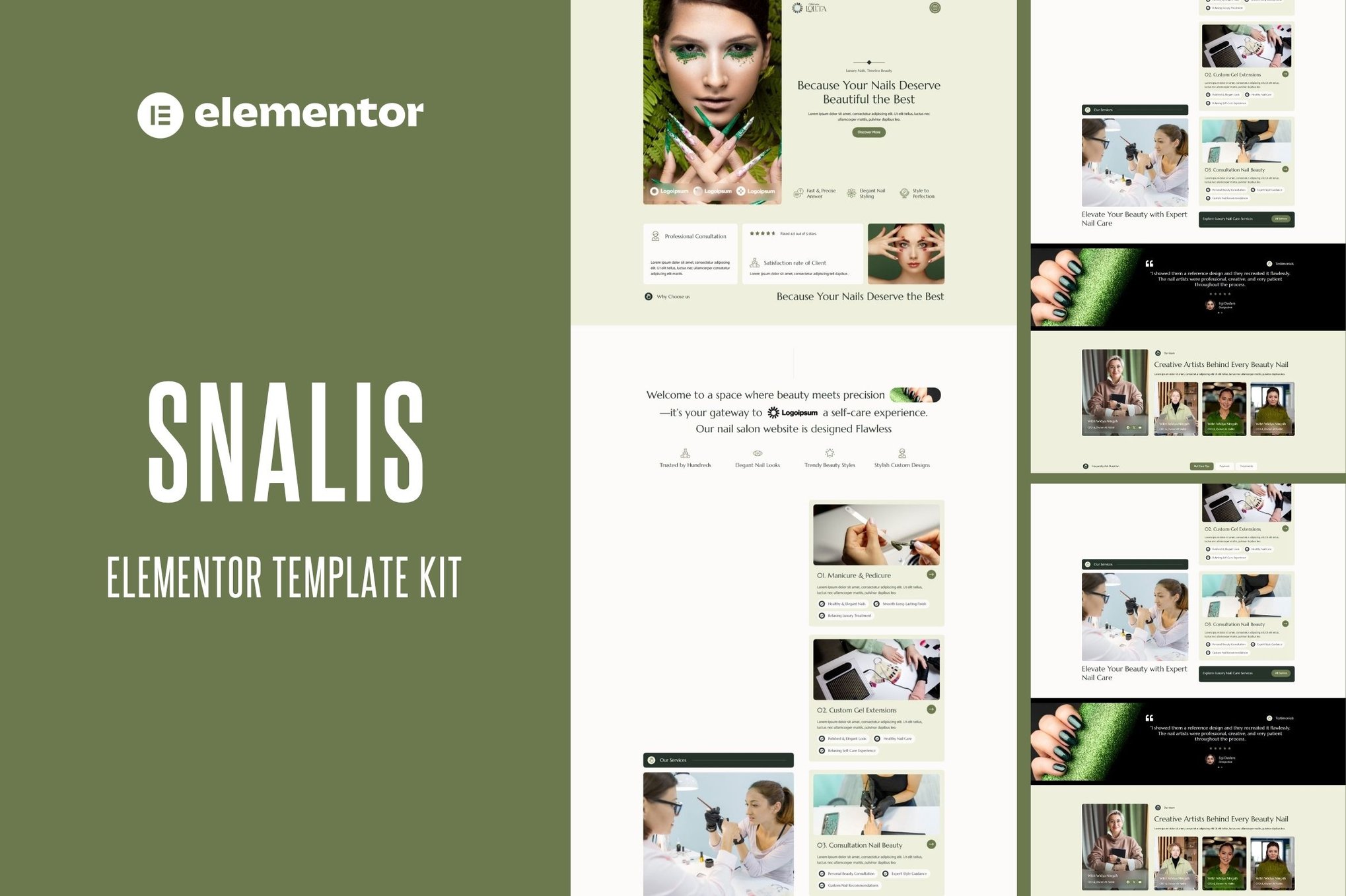 Snalis - Nail Salon & Beauty Care Elementor Template Kit template kit cover image