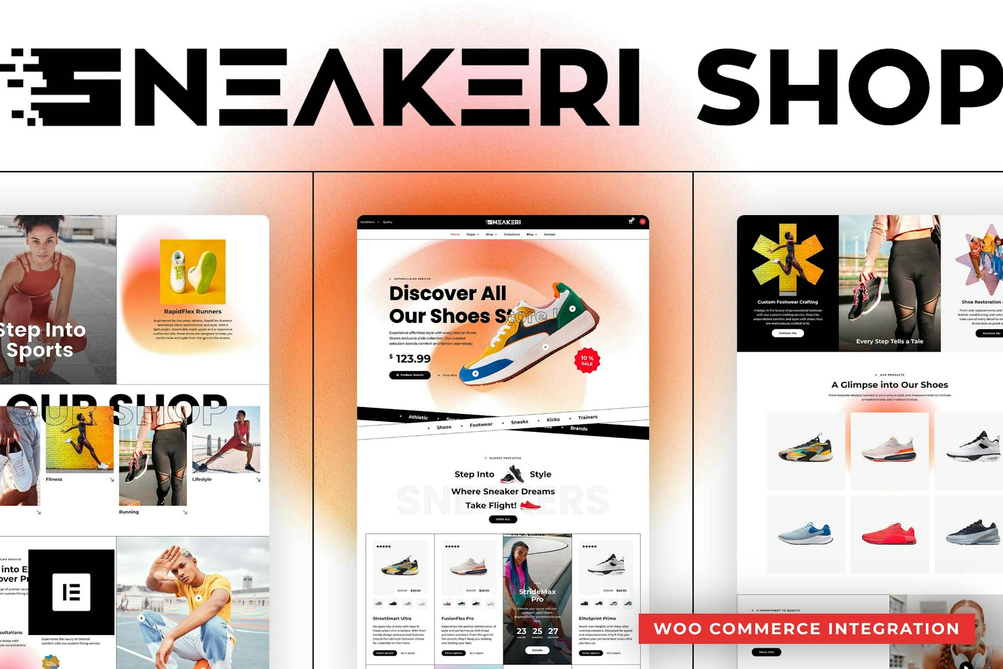 Sneakeri - Sports Shoes Store Elementor Pro Template Kit template kit cover image