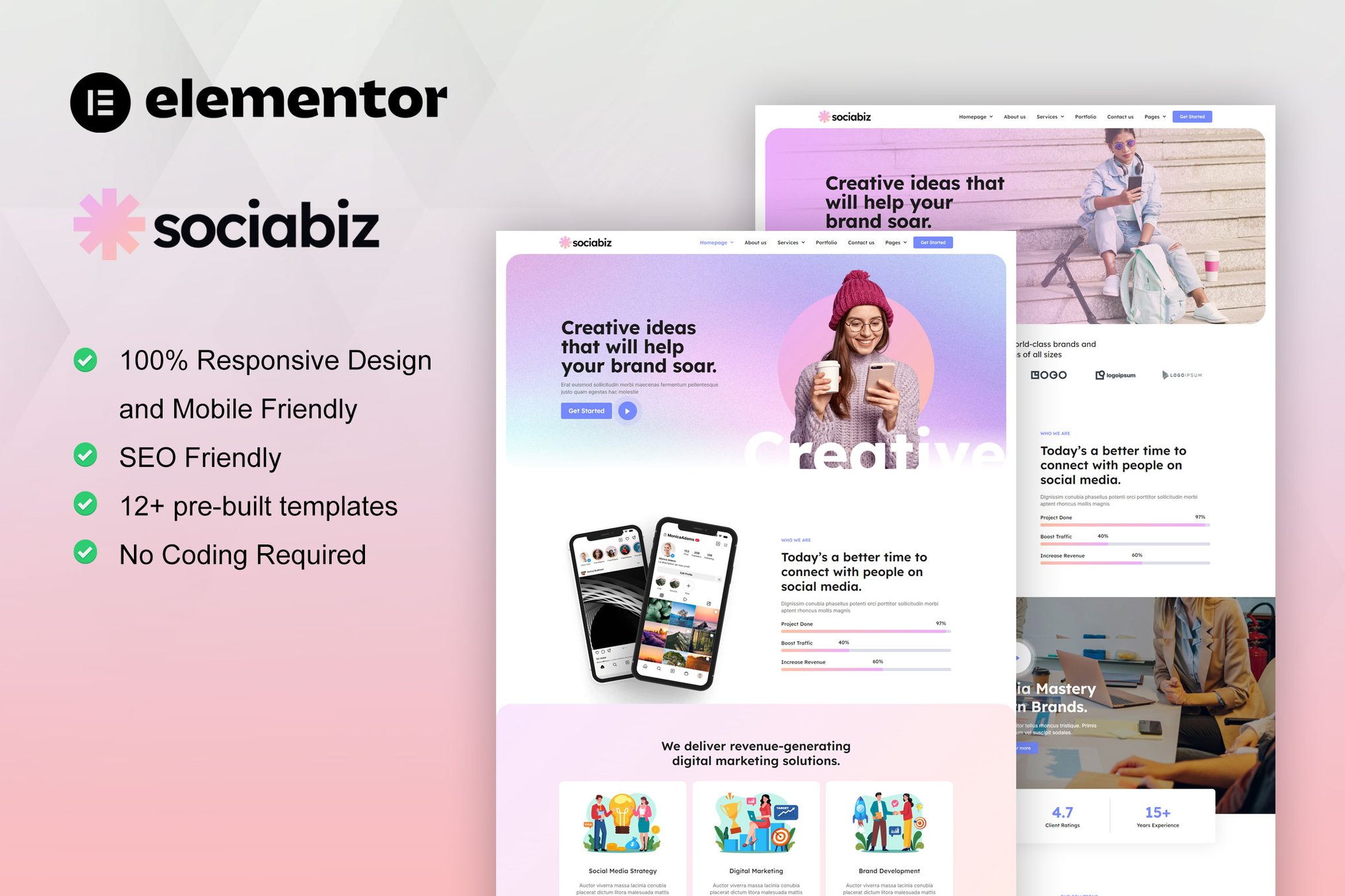 SociaBiz - Digital Marketing Agency Elementor Pro Template Kit template kit cover image