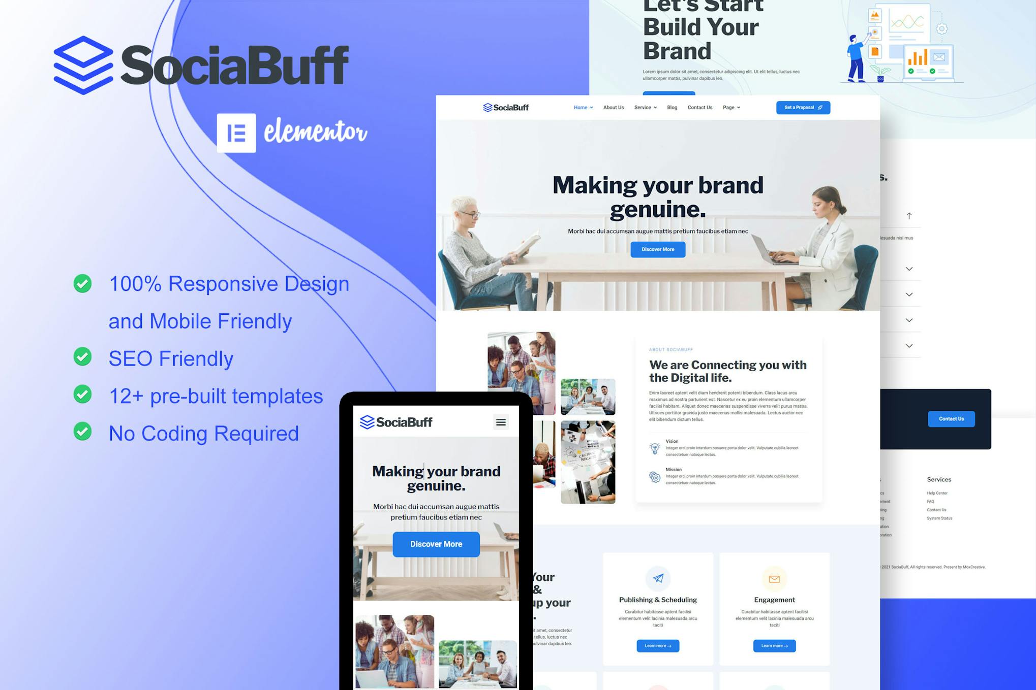 SociaBuff - Social Media & Digital Agency Elementor Template Kit template kit cover image
