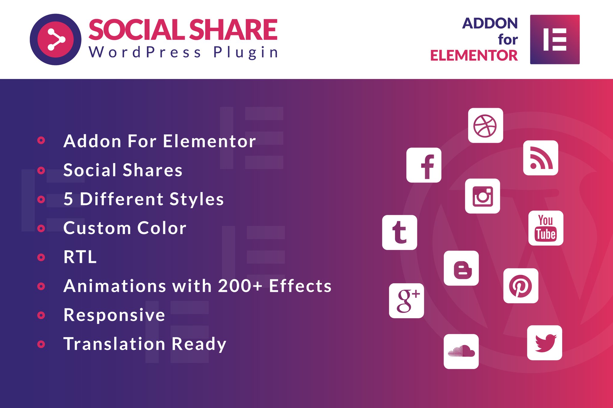 Social Share for Elementor WordPress Plugin plugin cover image