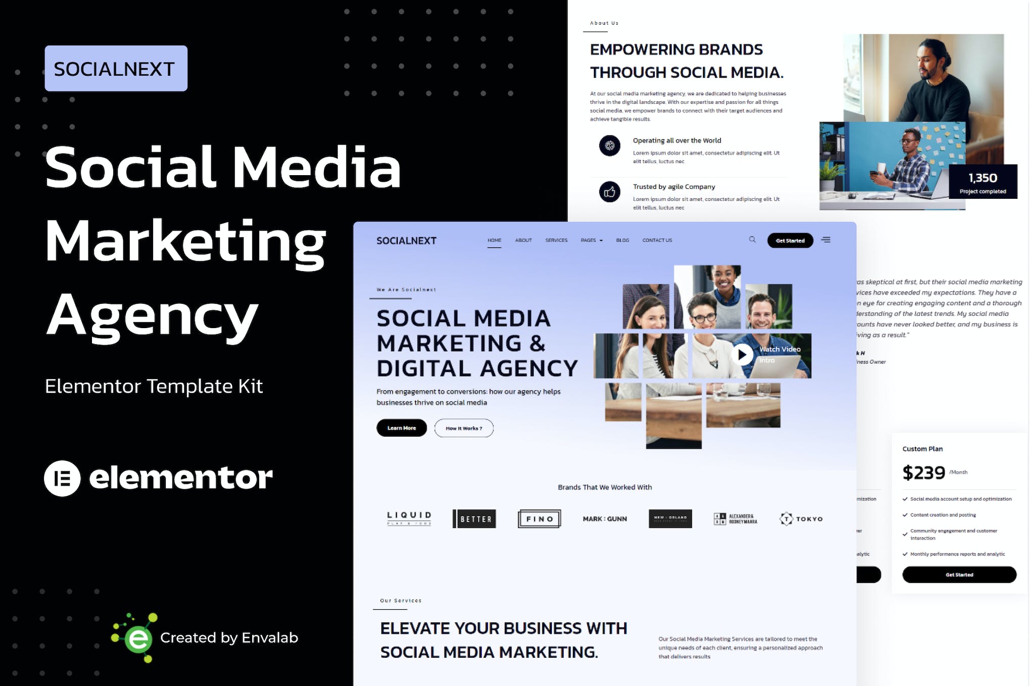 Socialnext - Social Media Marketing Agency Elementor Template Kit template kit cover image