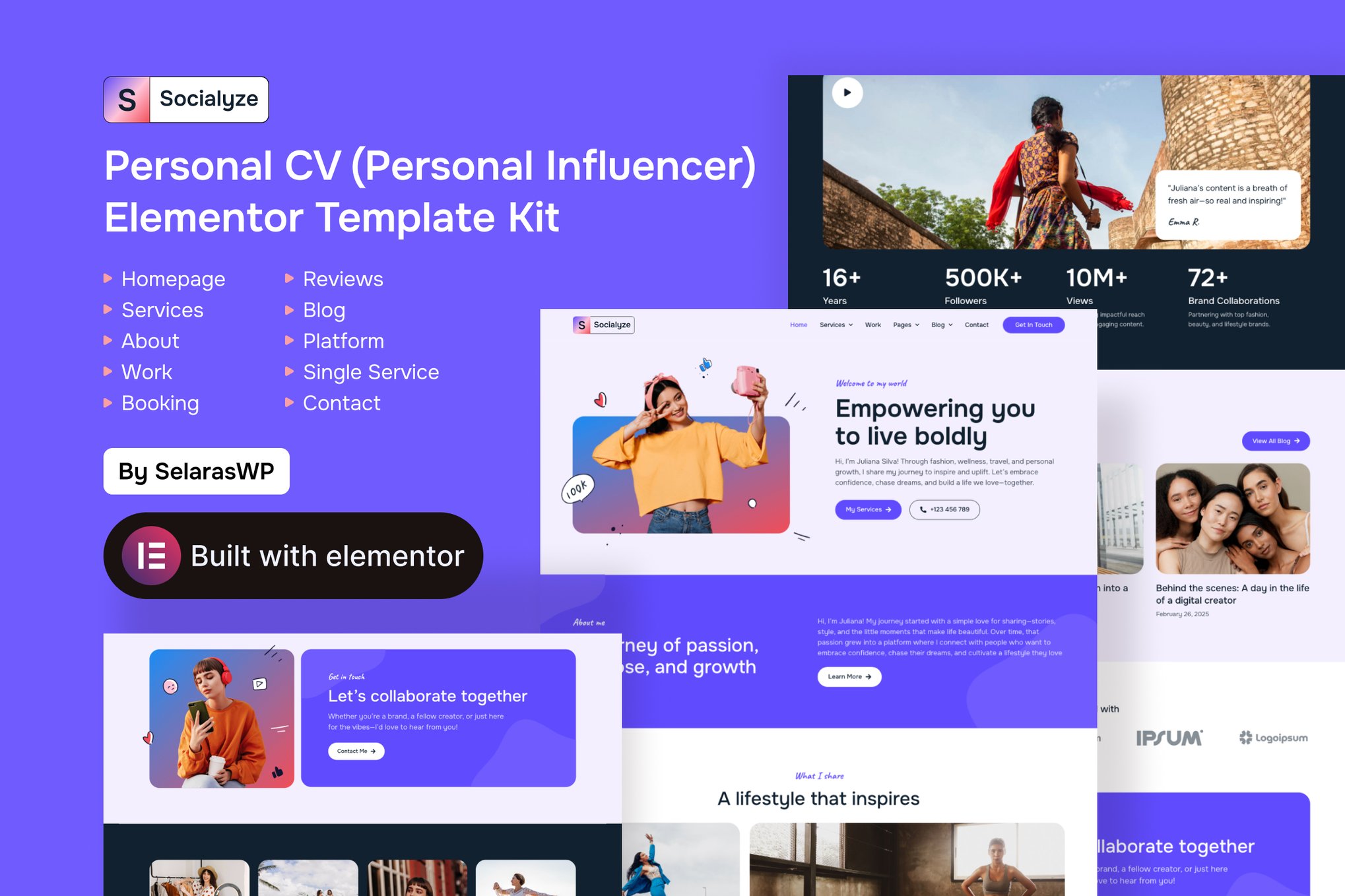 Socialyze - Personal CV Elementor Pro Template Kit template kit cover image