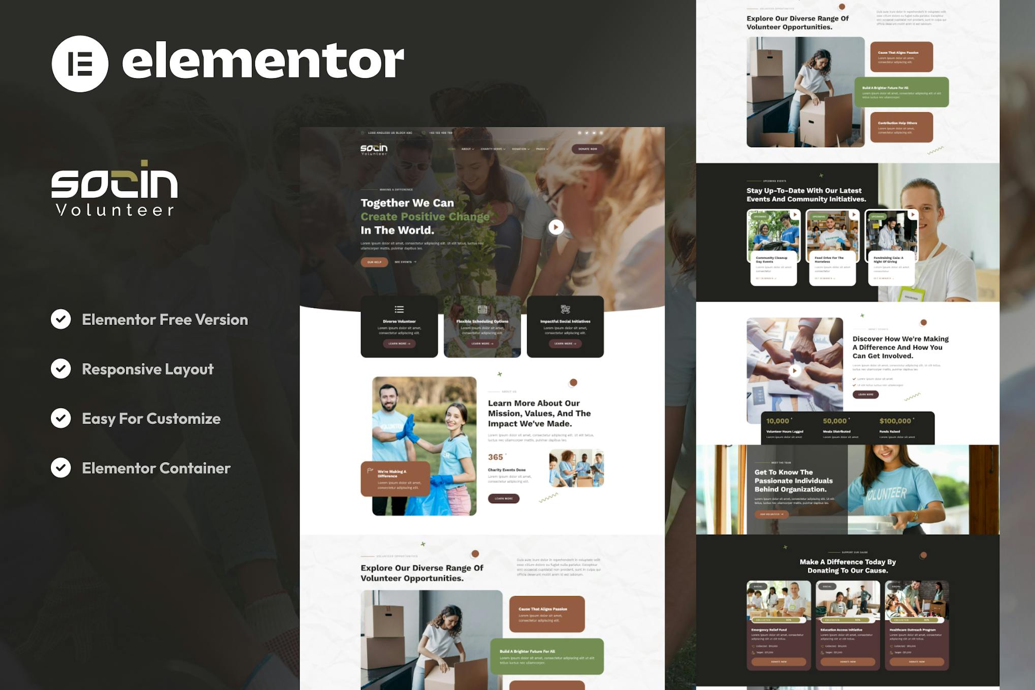 Socin - Volunteer & Charity Elementor Template Kit template kit cover image