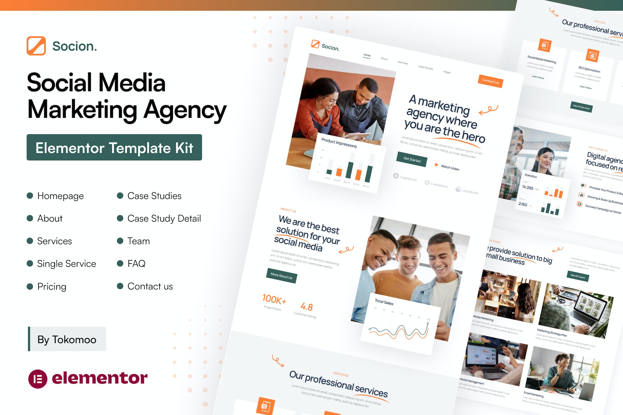 Socion - Social Media Marketing Agency Elementor Pro Template Kit template kit cover image