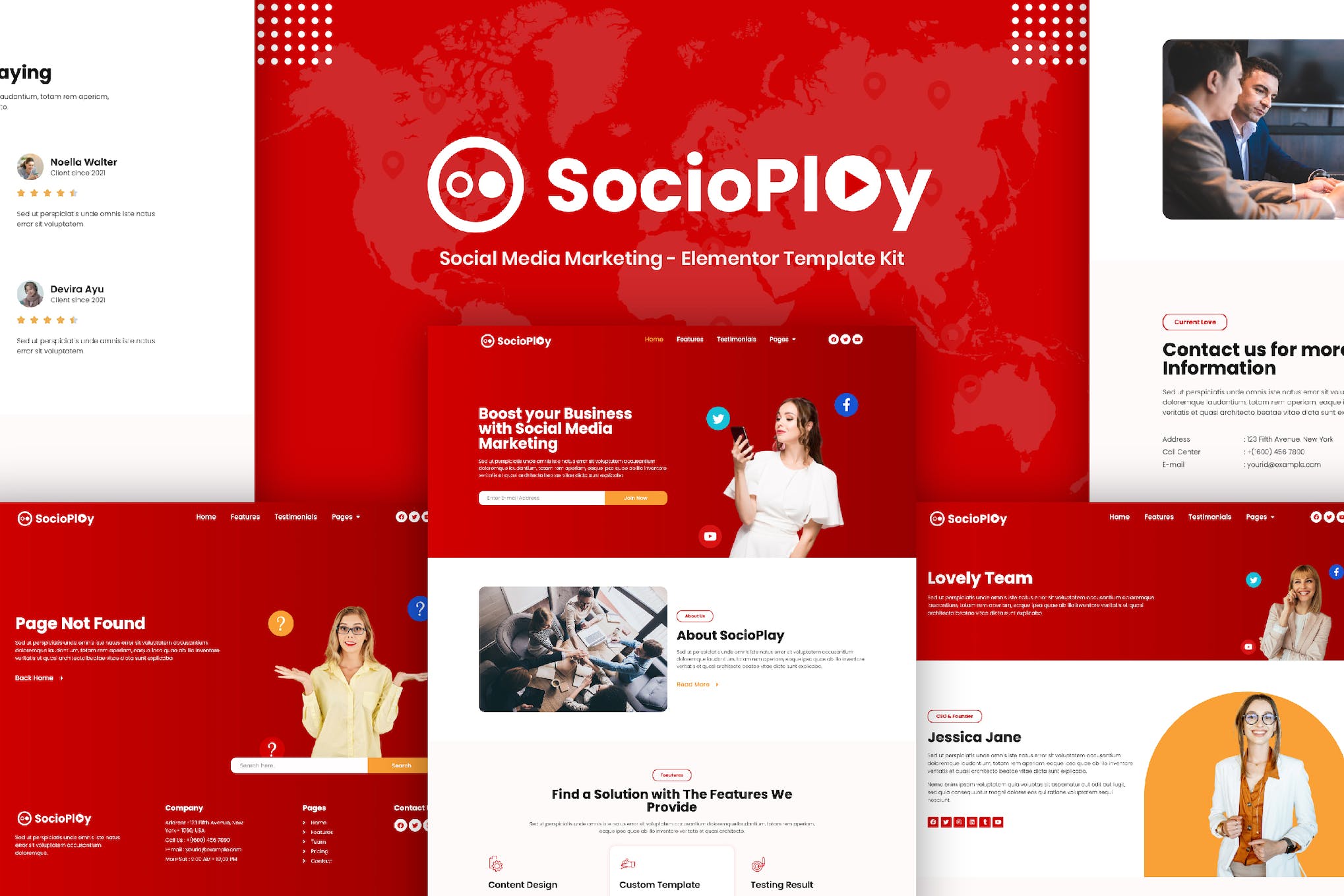 Socioplay - Social Media Marketing Elementor Template Kit template kit cover image