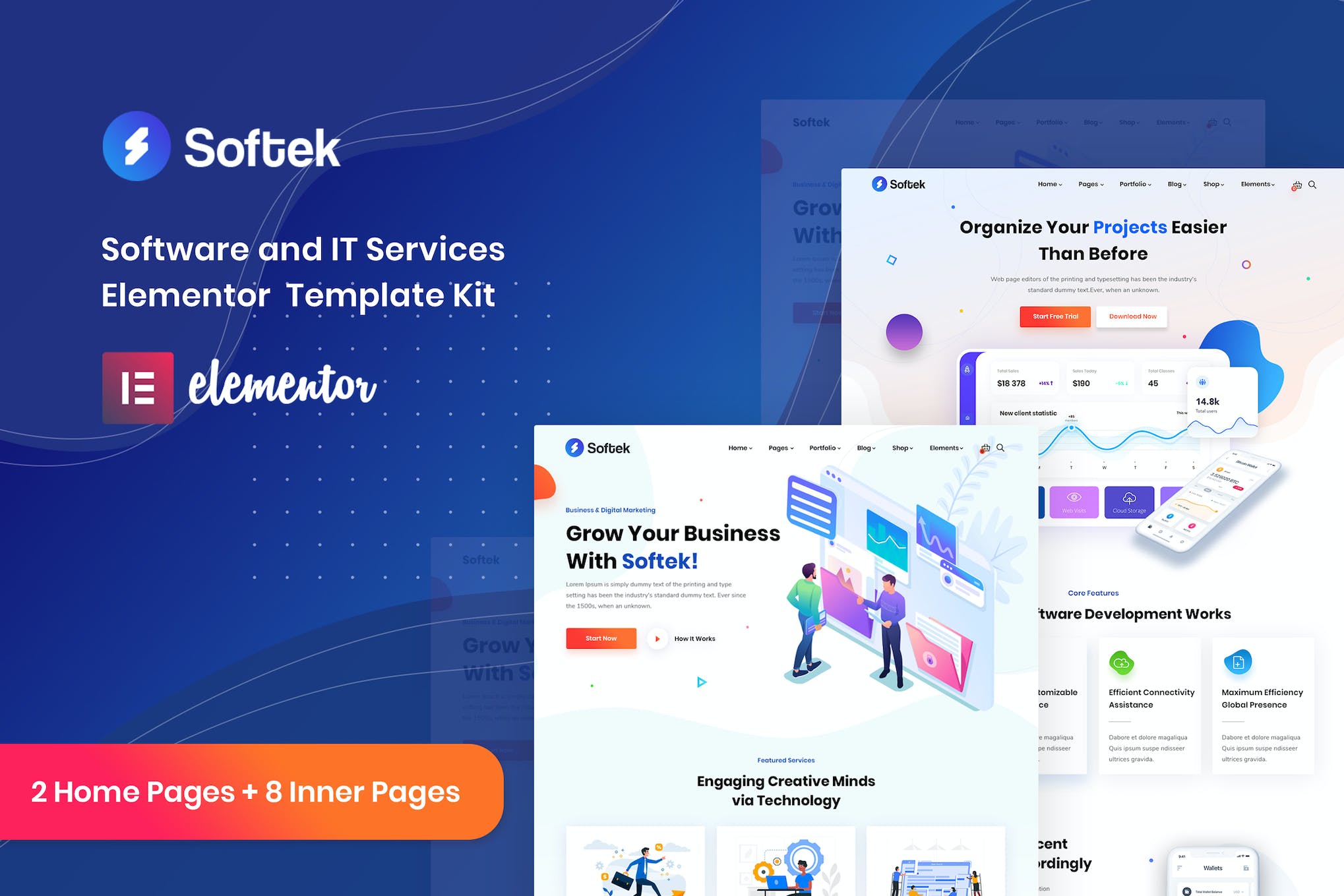 Softek - Software IT Solutions Elementor Template Kit template kit cover image