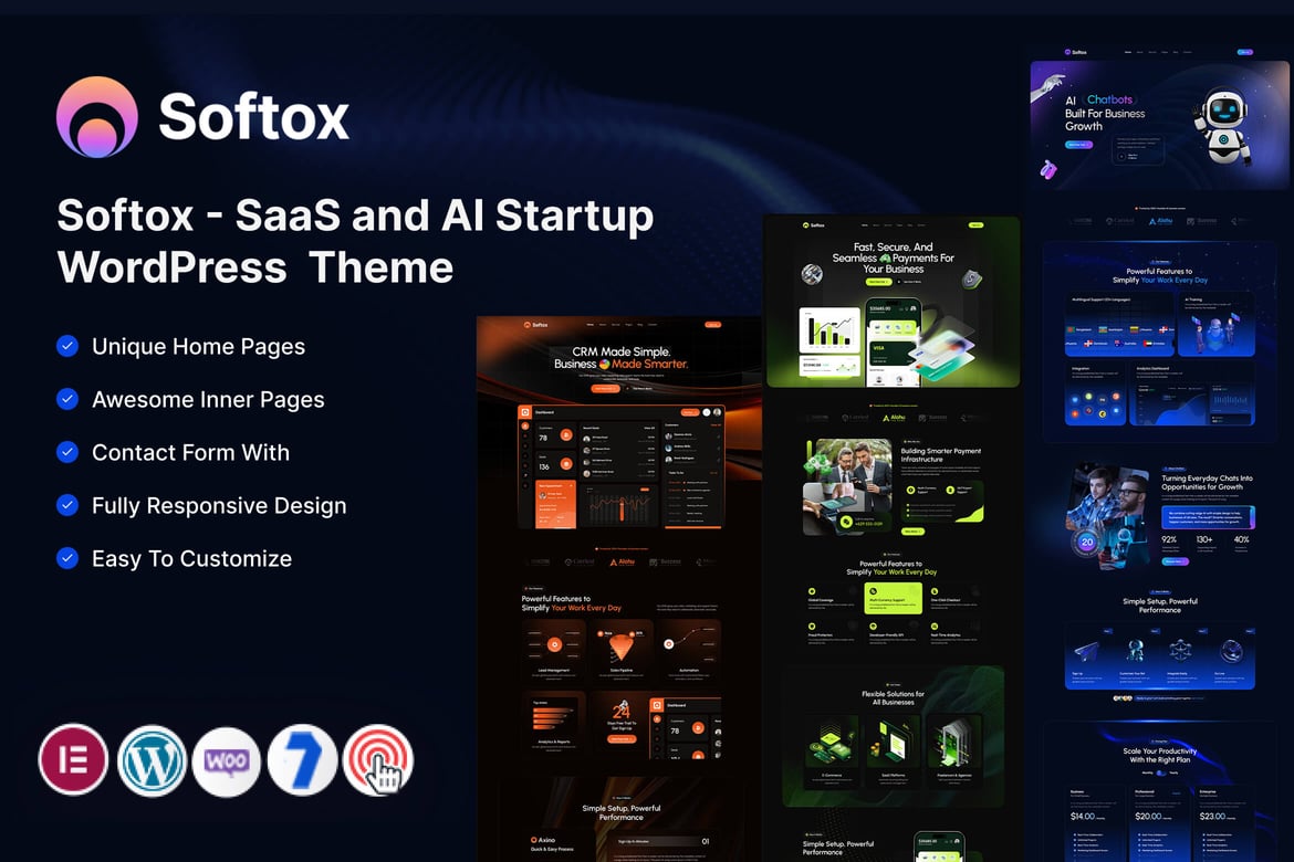 Softox – SaaS and AI Startup WordPress Theme theme cover image