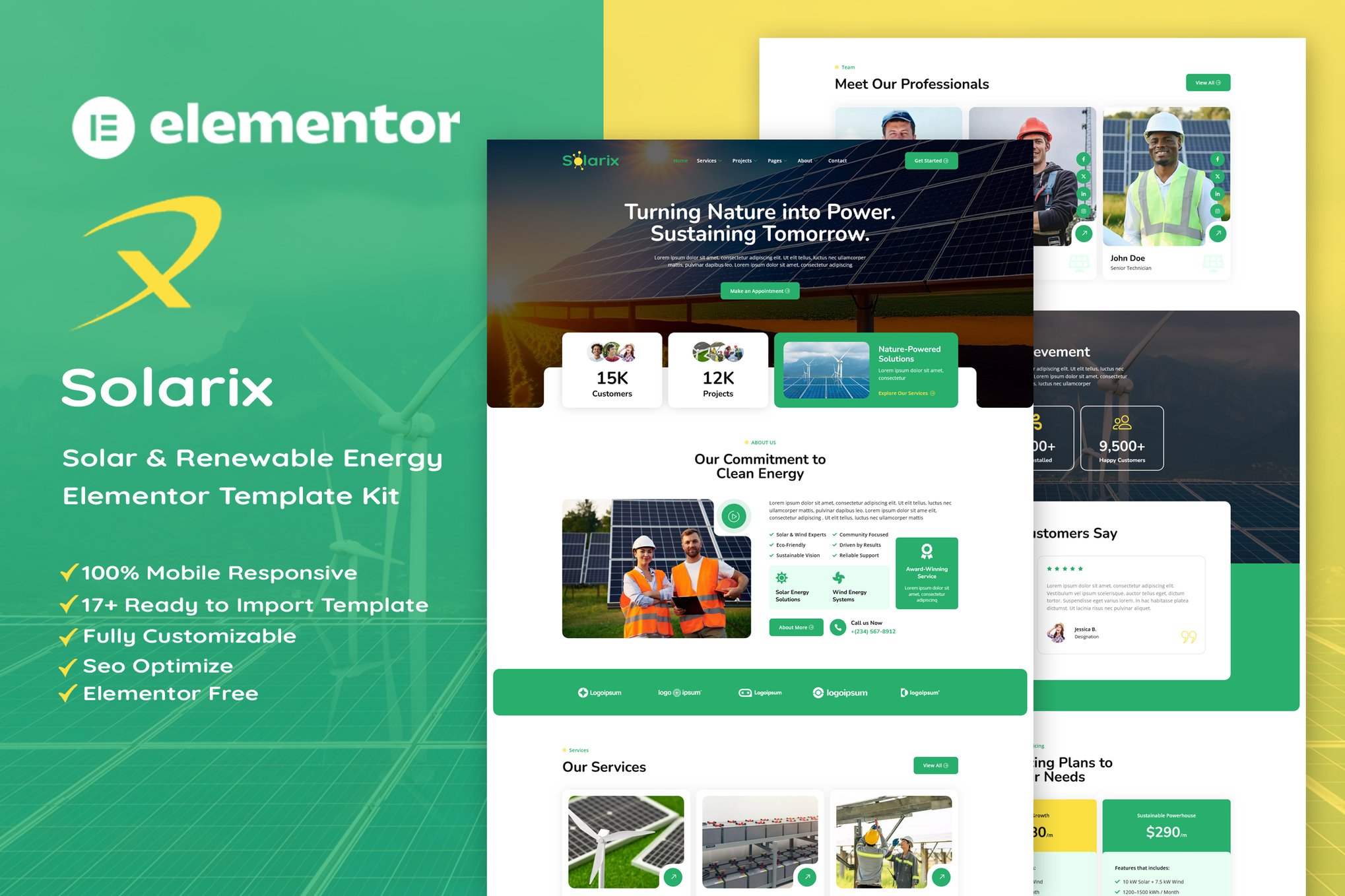 Solarix - Solar & Renewable Energy Elementor Template Kit template kit cover image