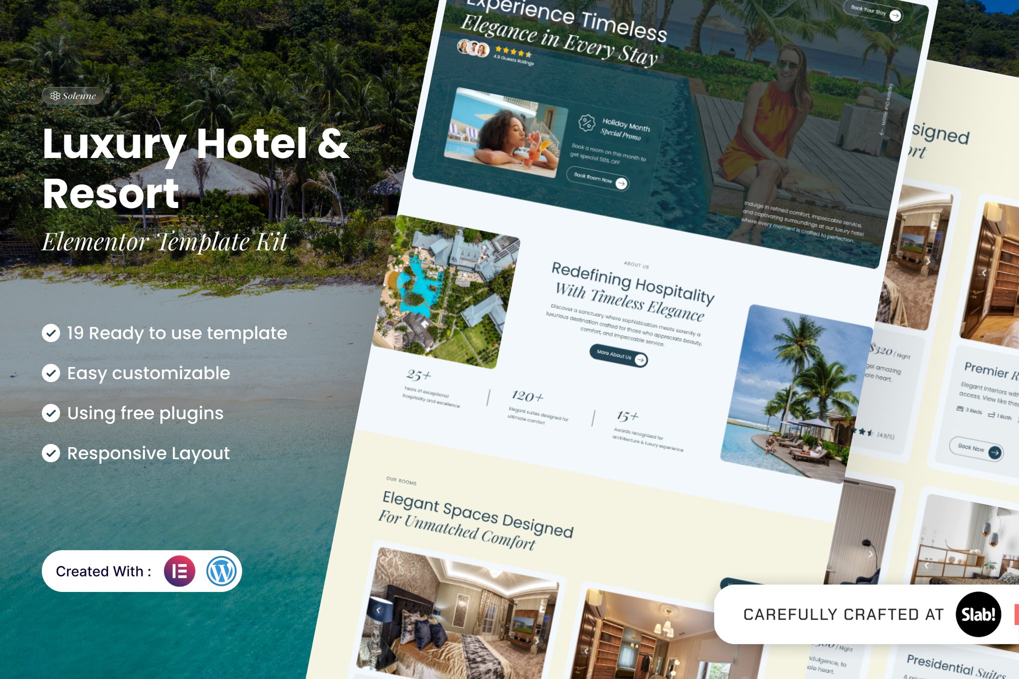 Solenne - Luxury Hotel & Resort Elementor Template Kit template kit cover image