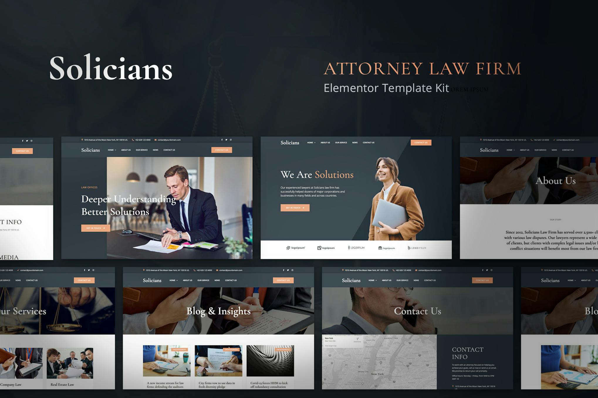 Solicians - Attorney Law Firm Elementor Template Kit template kit cover image