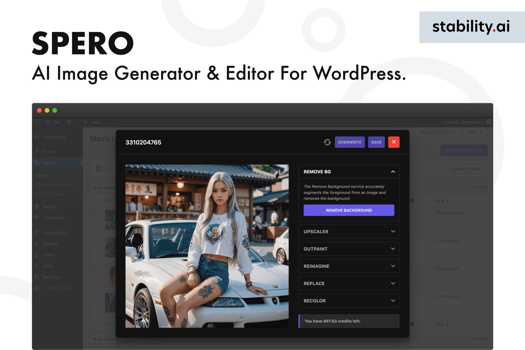Spero - AI Image Generator & Editor For WordPress plugin cover image