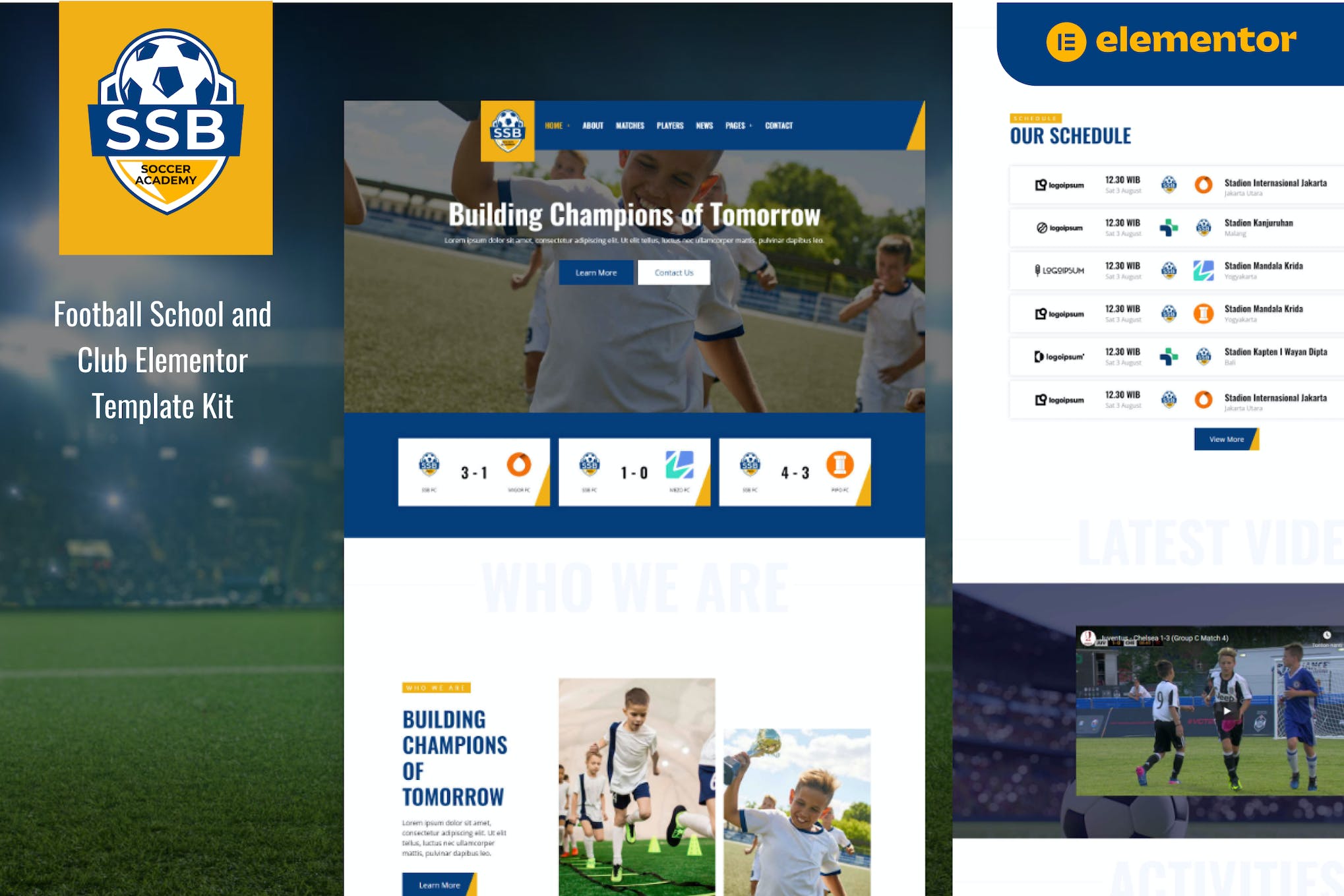 SSB - Football School & Club Elementor Template Kit template kit cover image